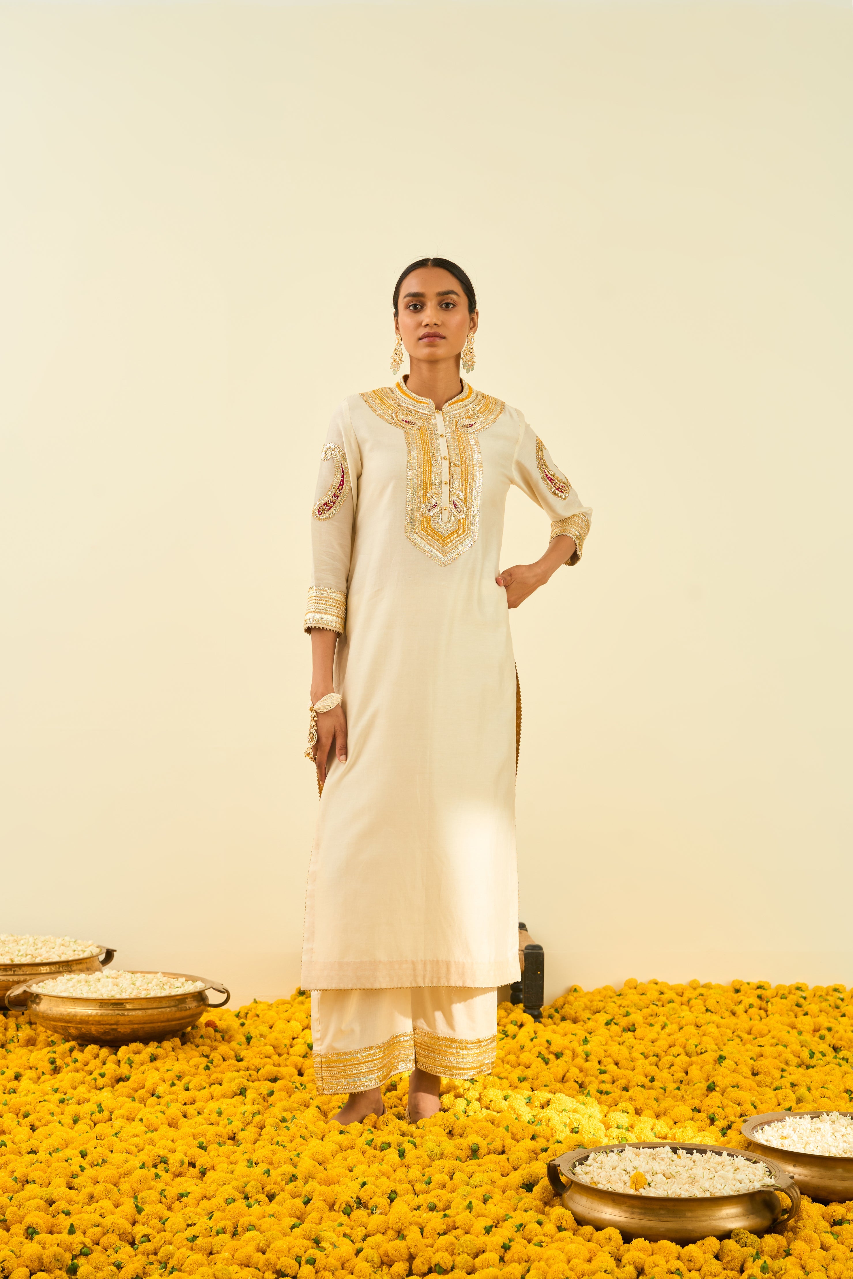 Sheetal Batra - Aliyah - Daisy Ivory Embroidered Kurta Set