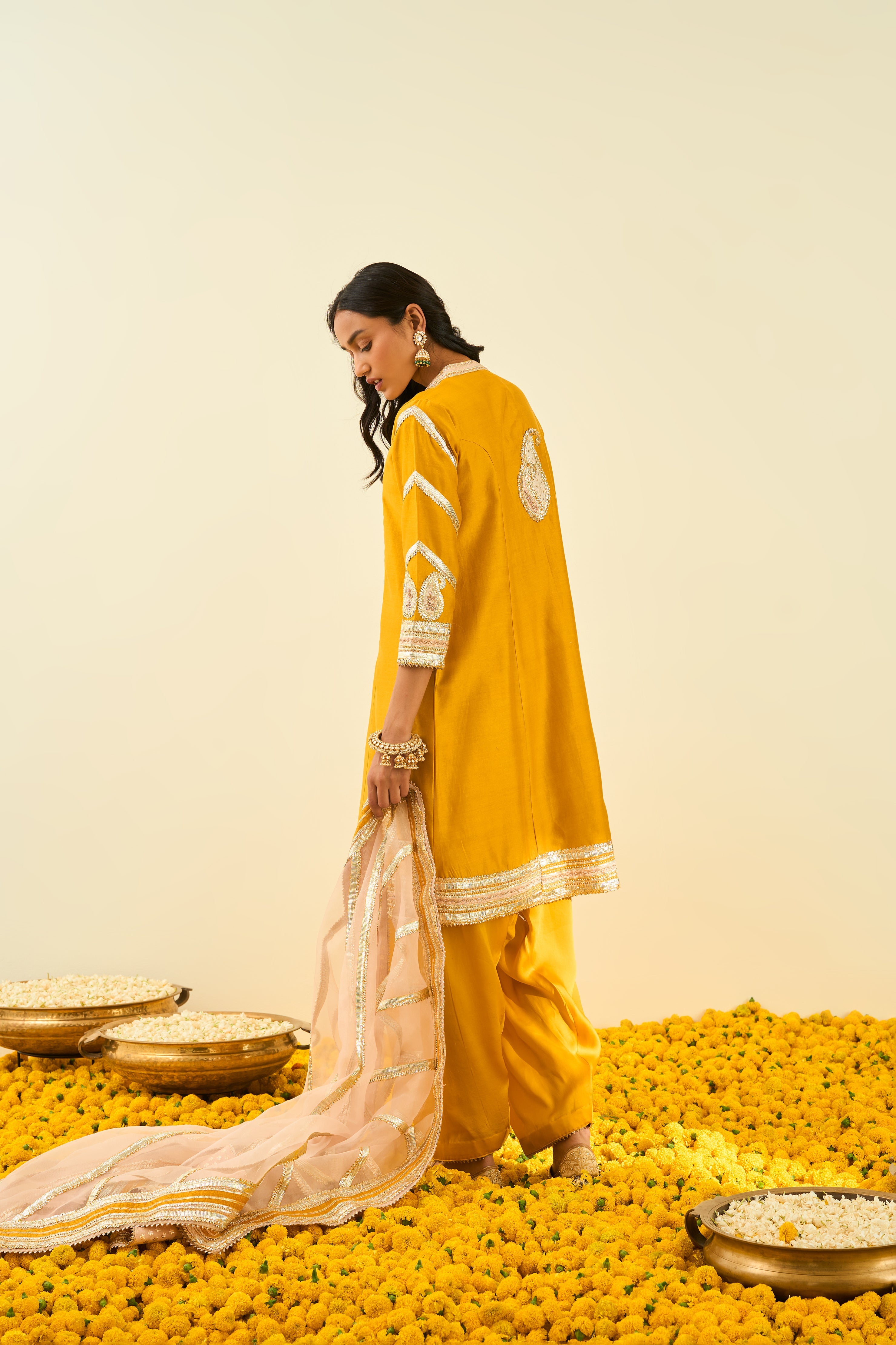 Sheetal Batra - Sadiyah - Glaze Mustard Embroidered Kurta Set