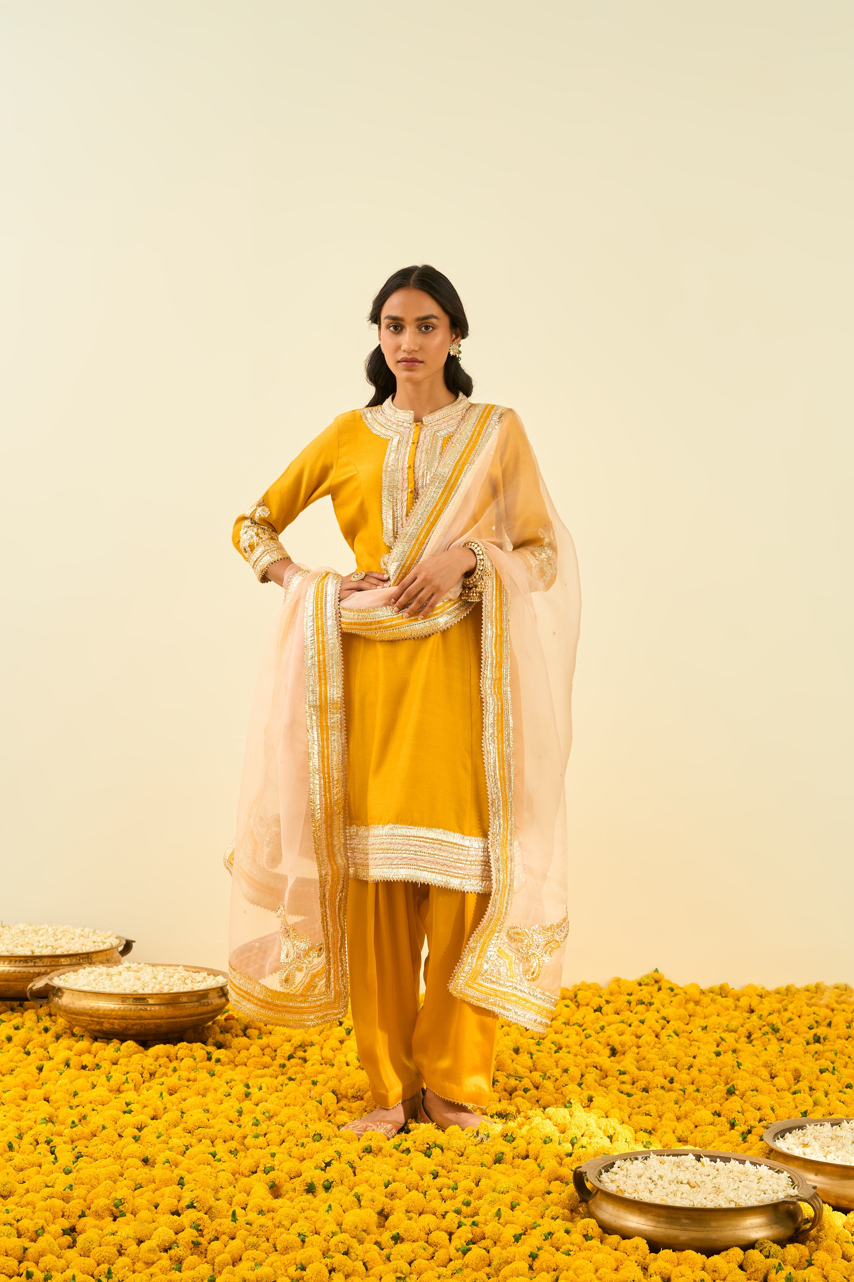 Sheetal Batra - Sadirah - Glaze Mustard Embroidered Kurta Set