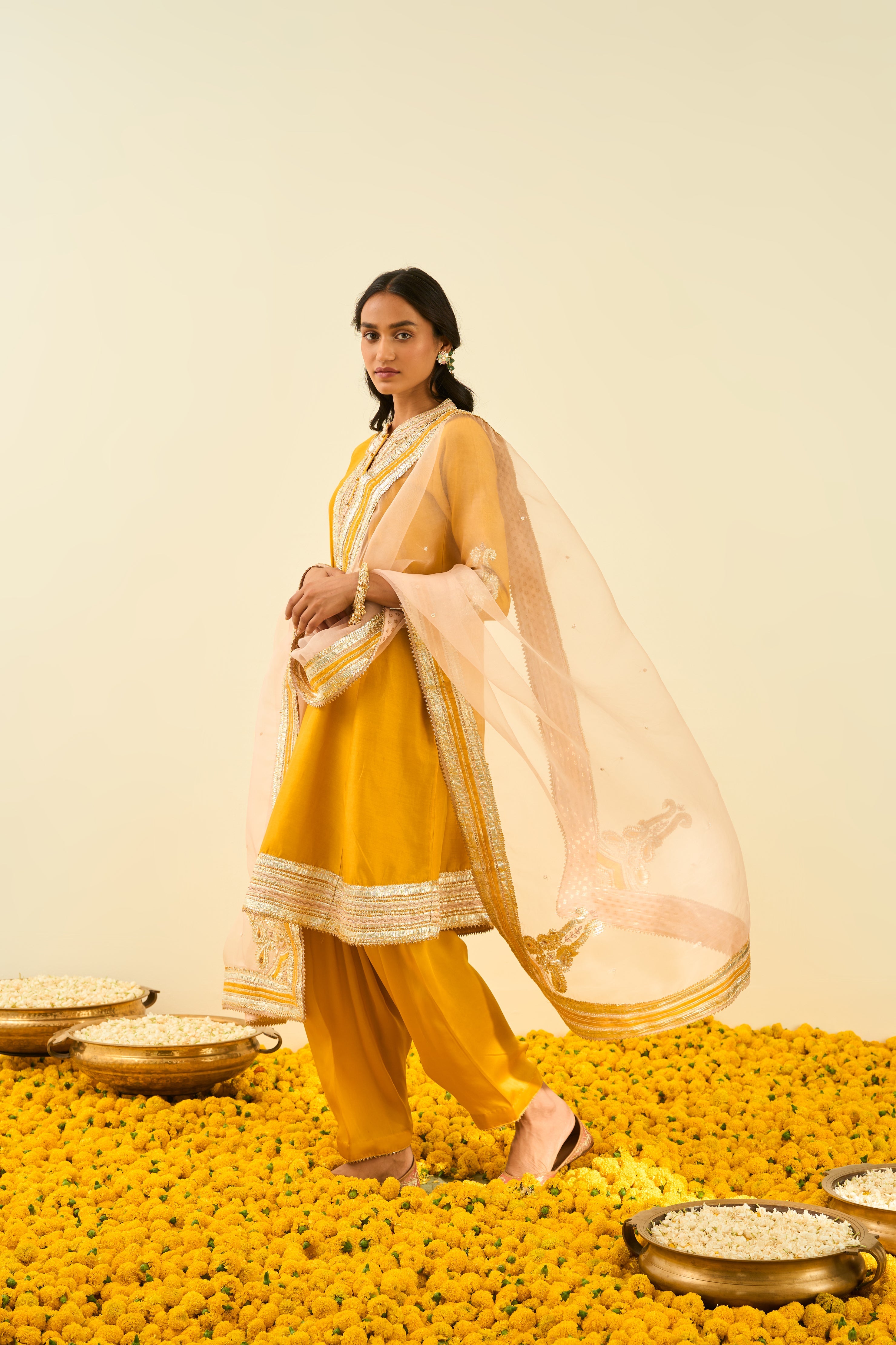 Sheetal Batra - Sadirah - Glaze Mustard Embroidered Kurta Set