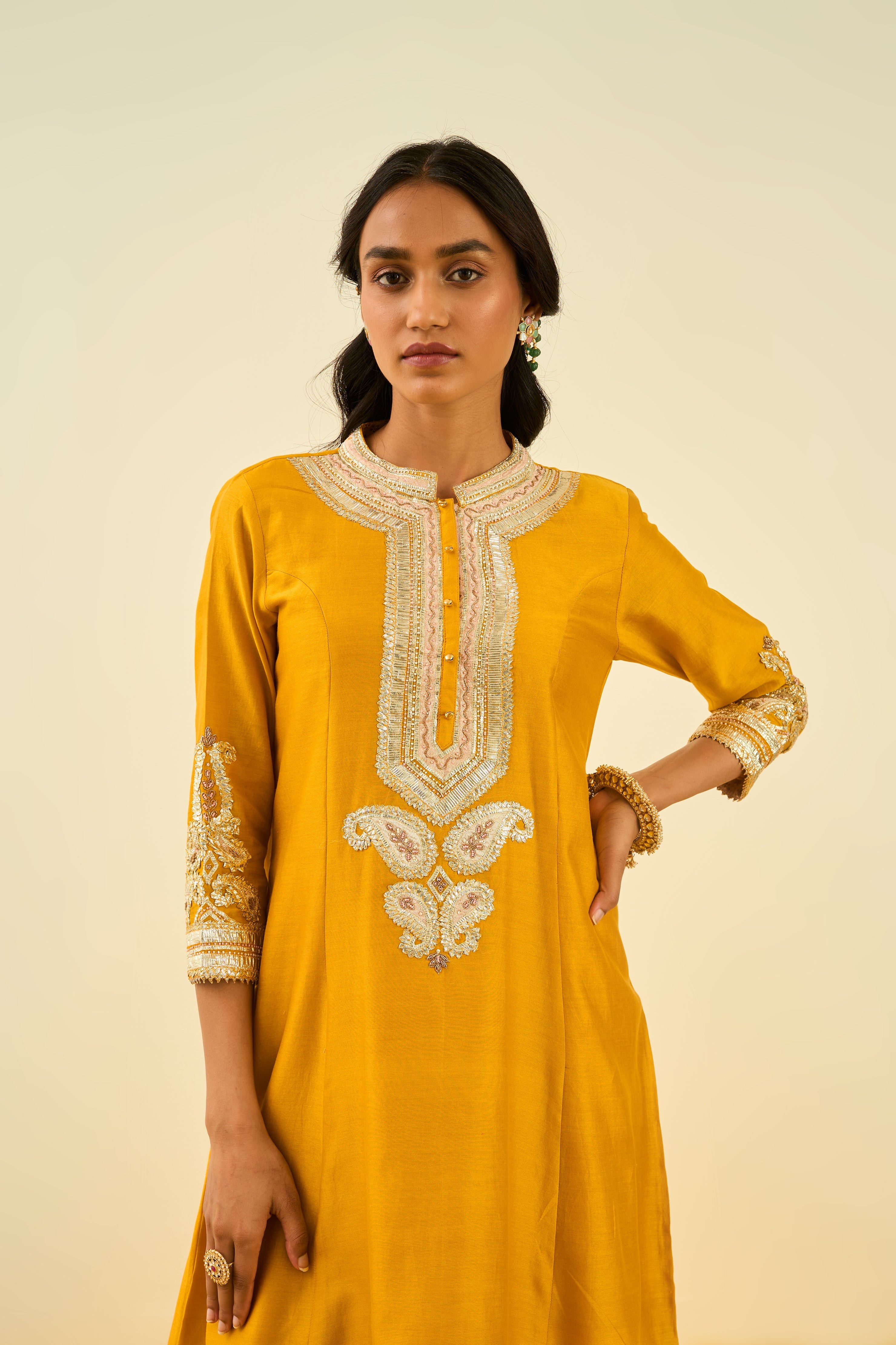 Sheetal Batra - Sadirah - Glaze Mustard Embroidered Kurta Set