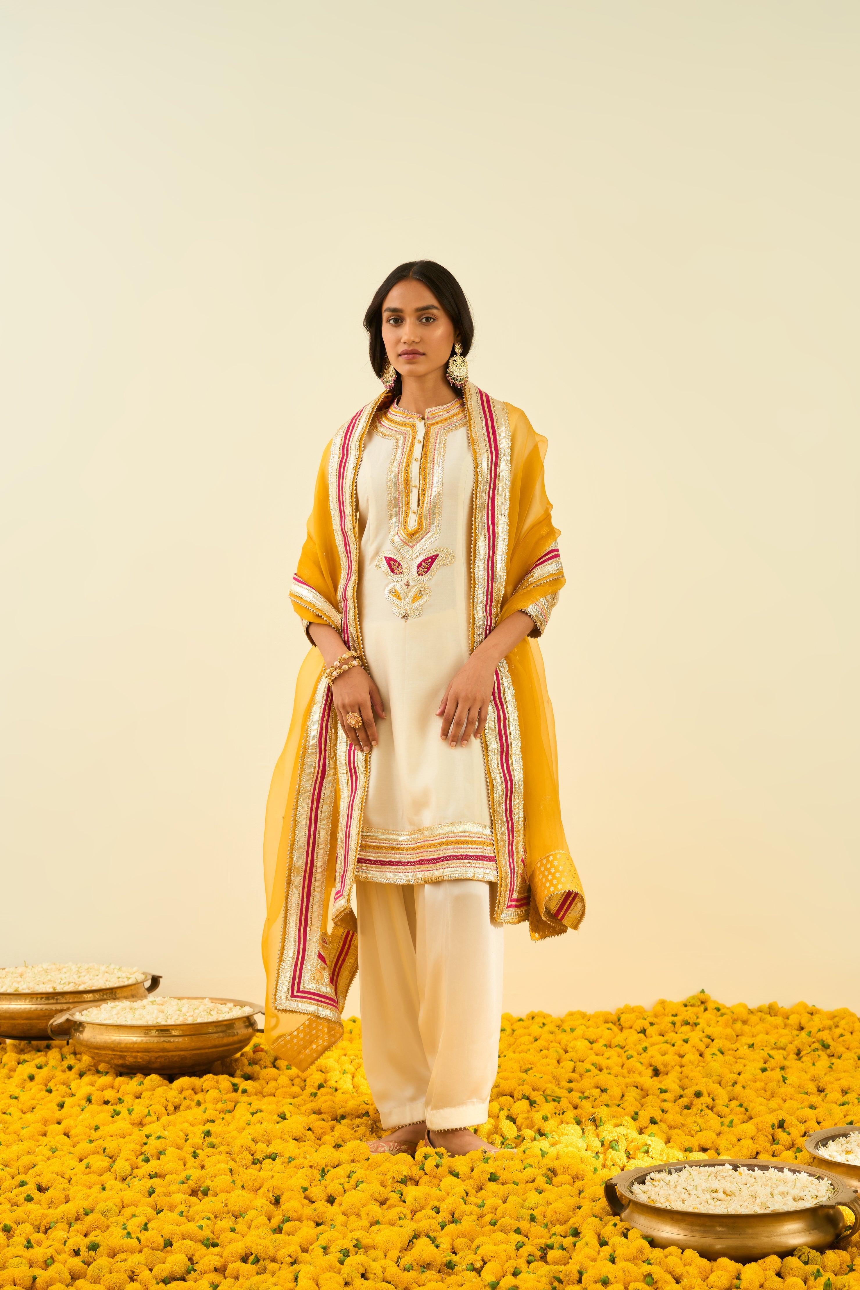 Sheetal Batra - Sadirah - Daisy Ivory Embroidered Kurta Set
