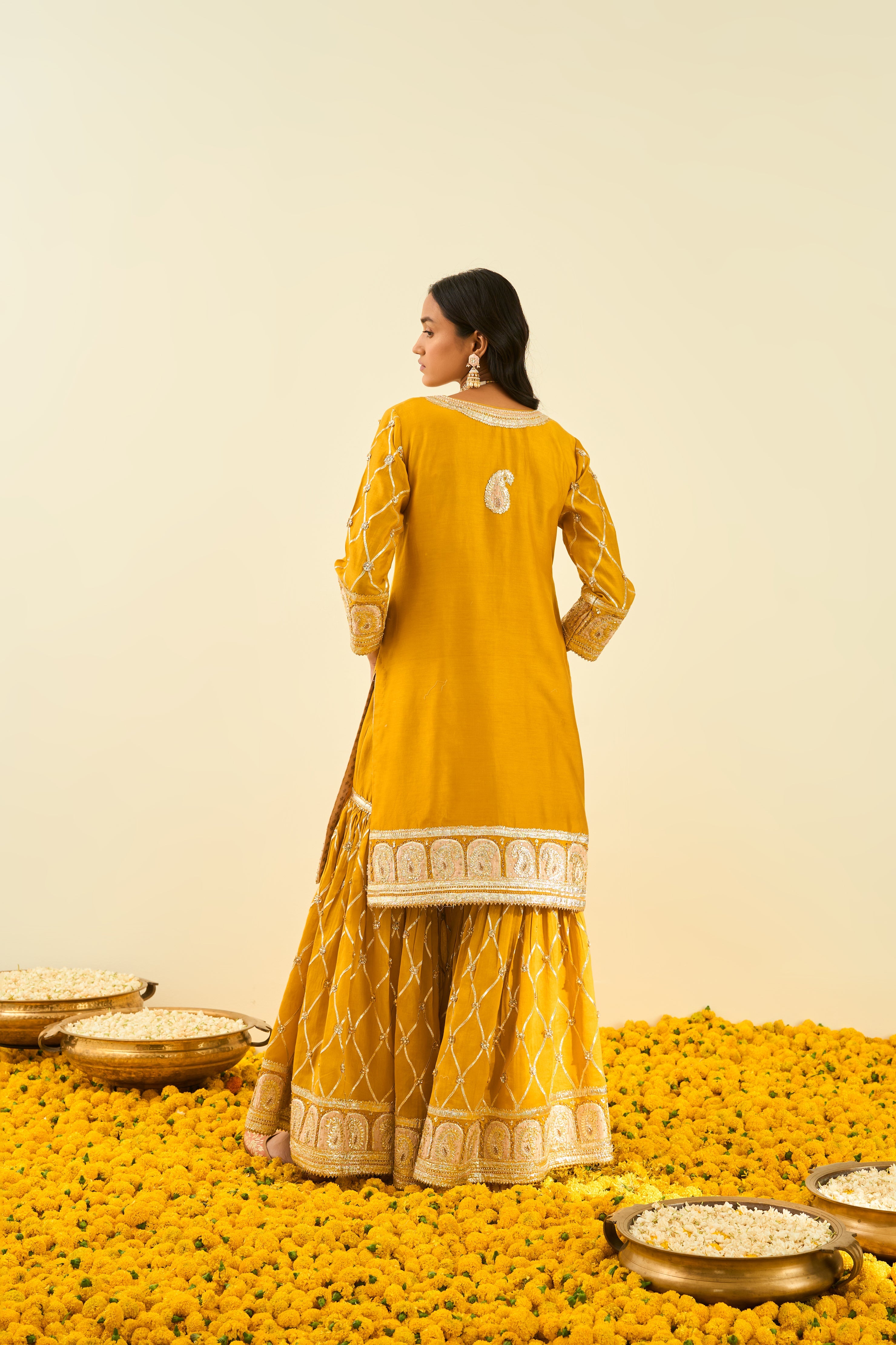 Sheetal Batra - Shabina - Glaze Mustard Embroidered Kurta Set