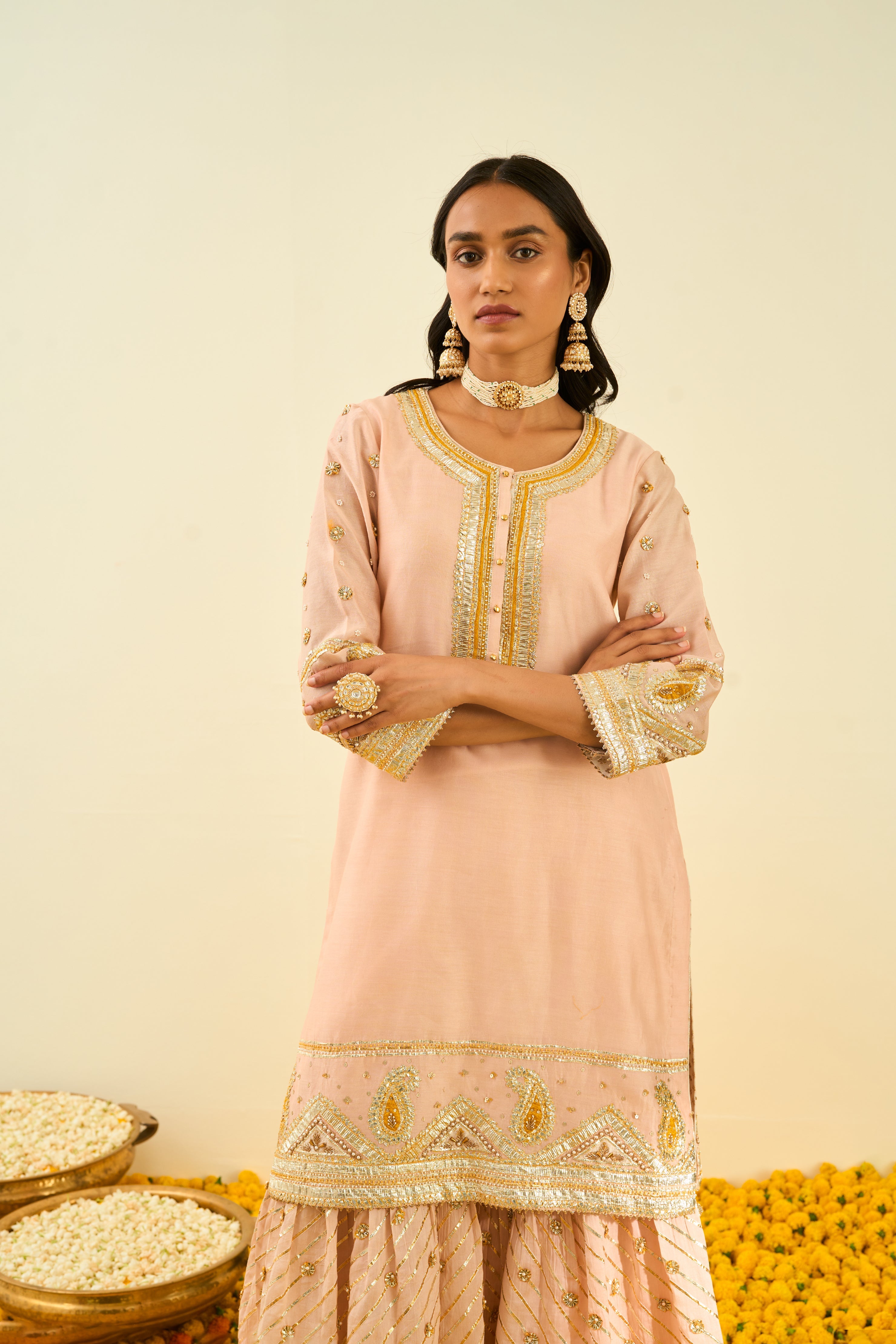 Sheetal Batra - Shafna - Rosepink Embroidered Kurta Set