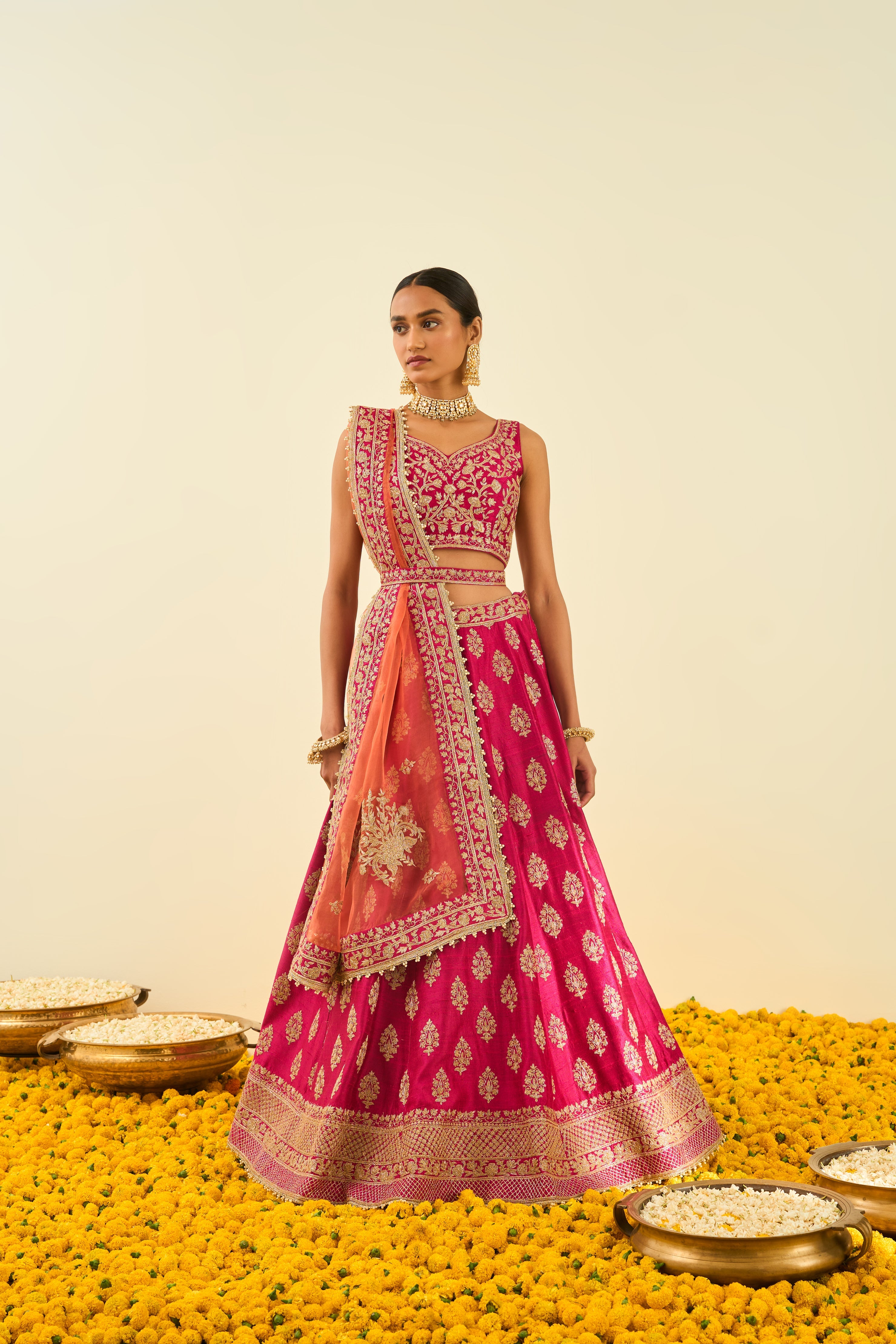 Sheetal Batra - Masiah - Hotpink Embroidered Lehenga Set