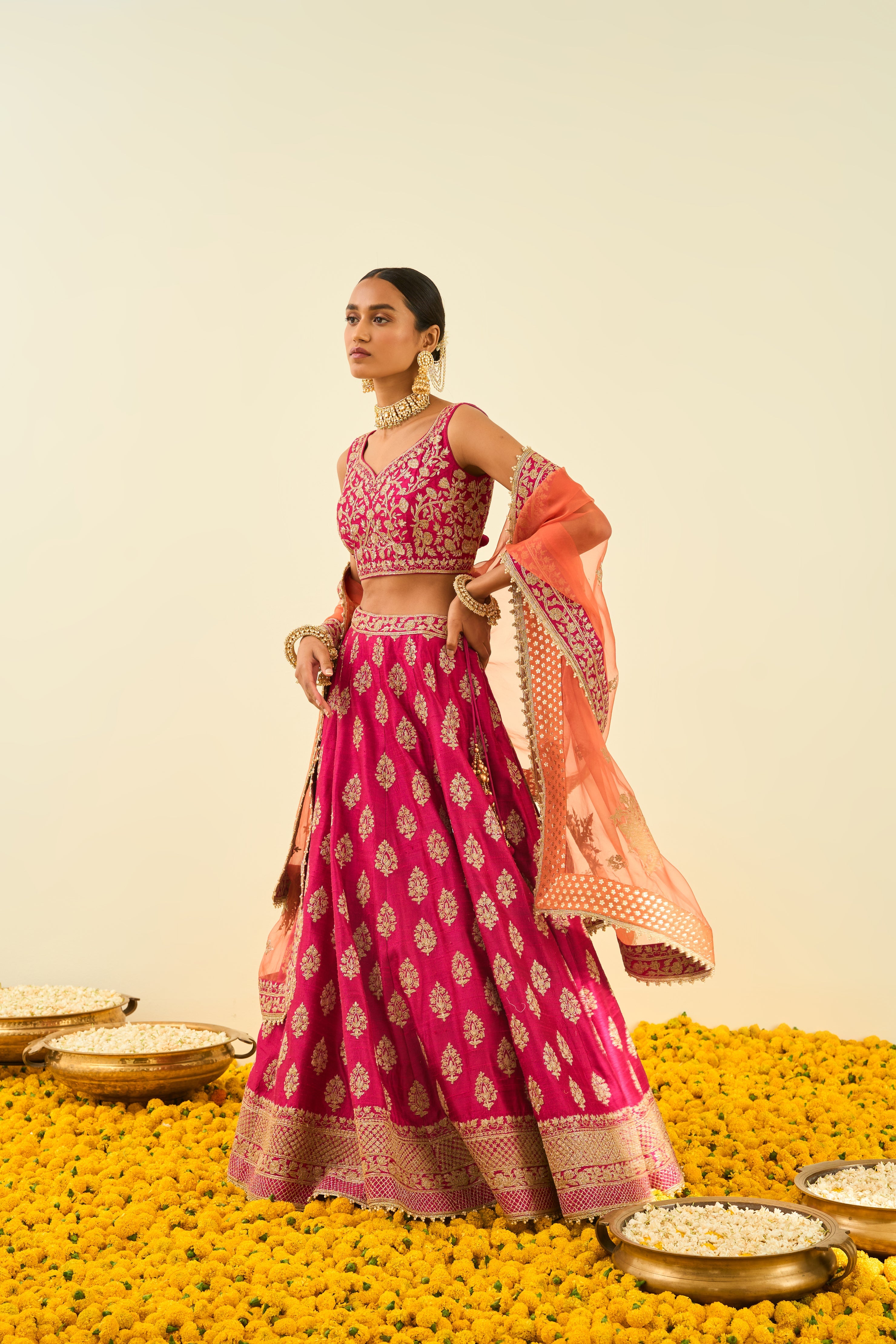 Sheetal Batra - Masiah - Hotpink Embroidered Lehenga Set