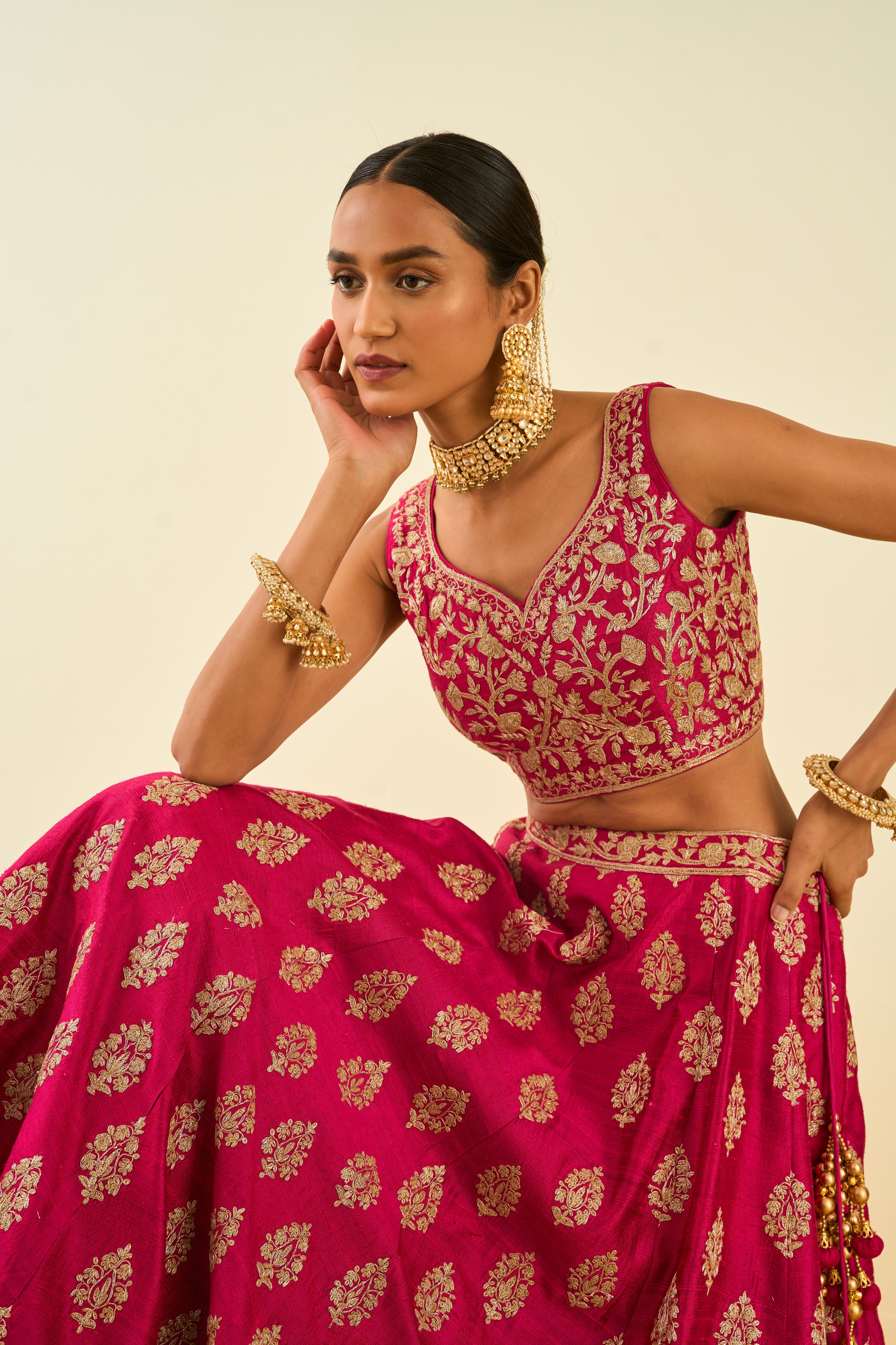 Sheetal Batra - Masiah - Hotpink Embroidered Lehenga Set