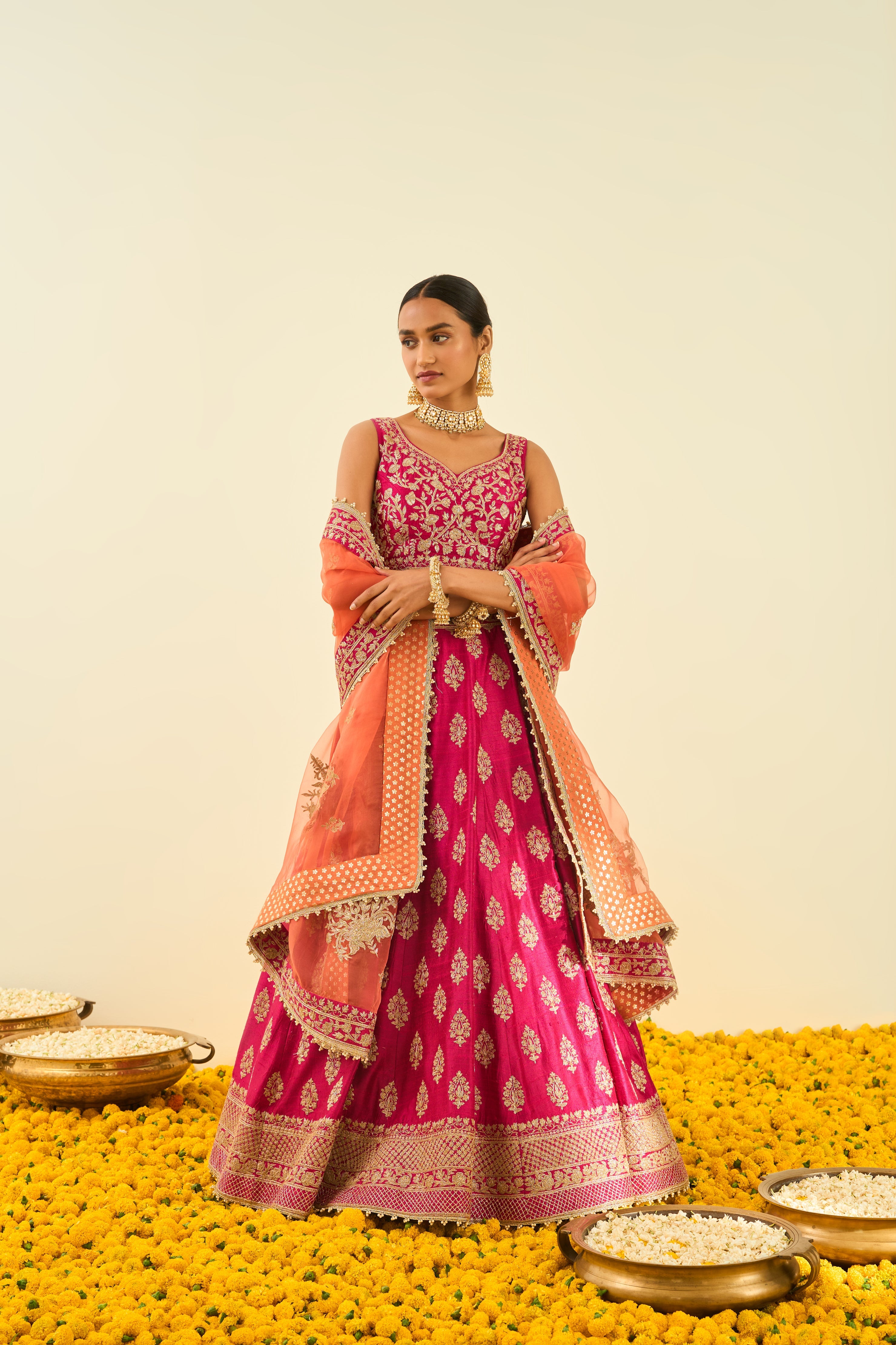 Sheetal Batra - Masiah - Hotpink Embroidered Lehenga Set