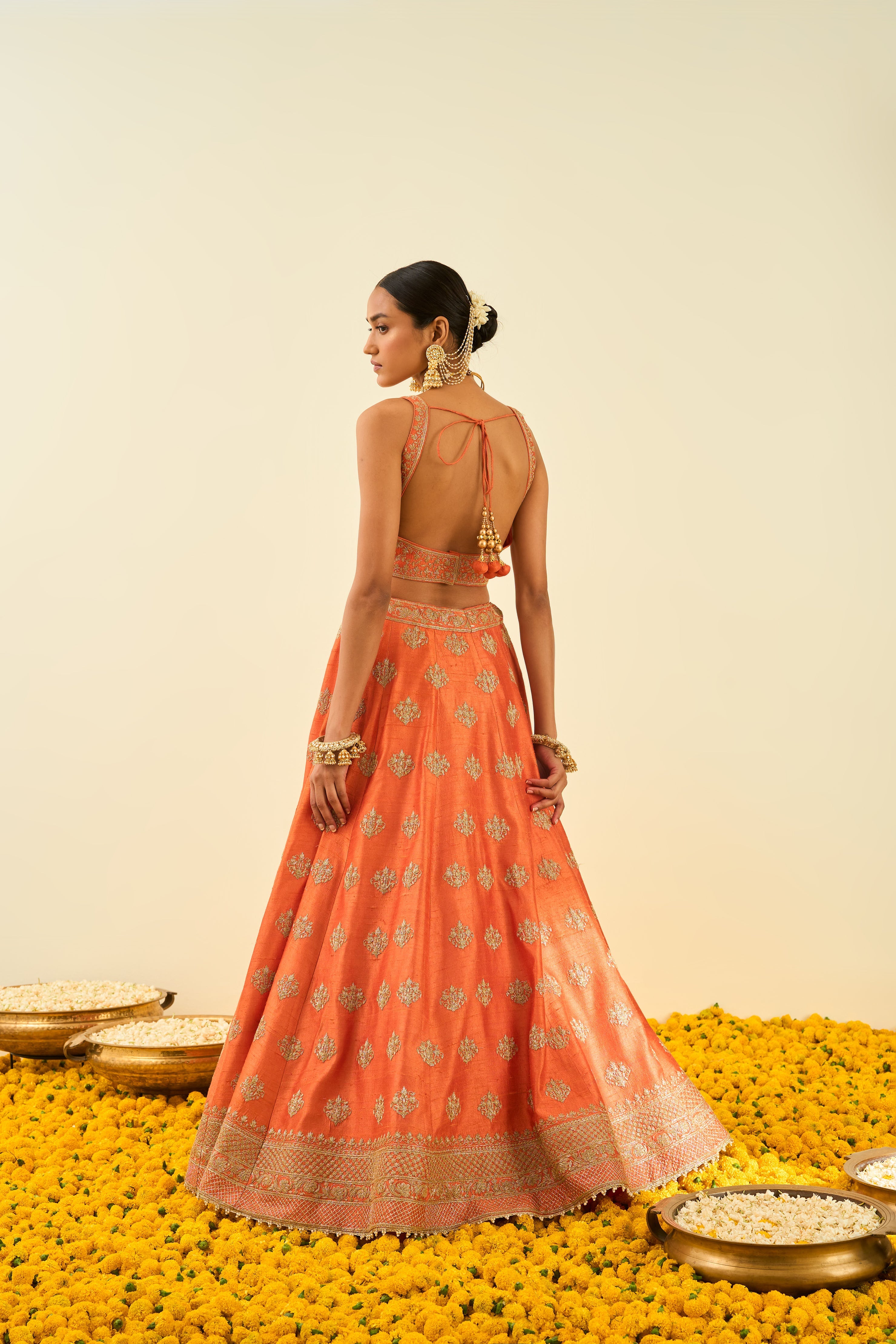 Sheetal Batra - Mahira - Orange Embroidered Lehenga Set