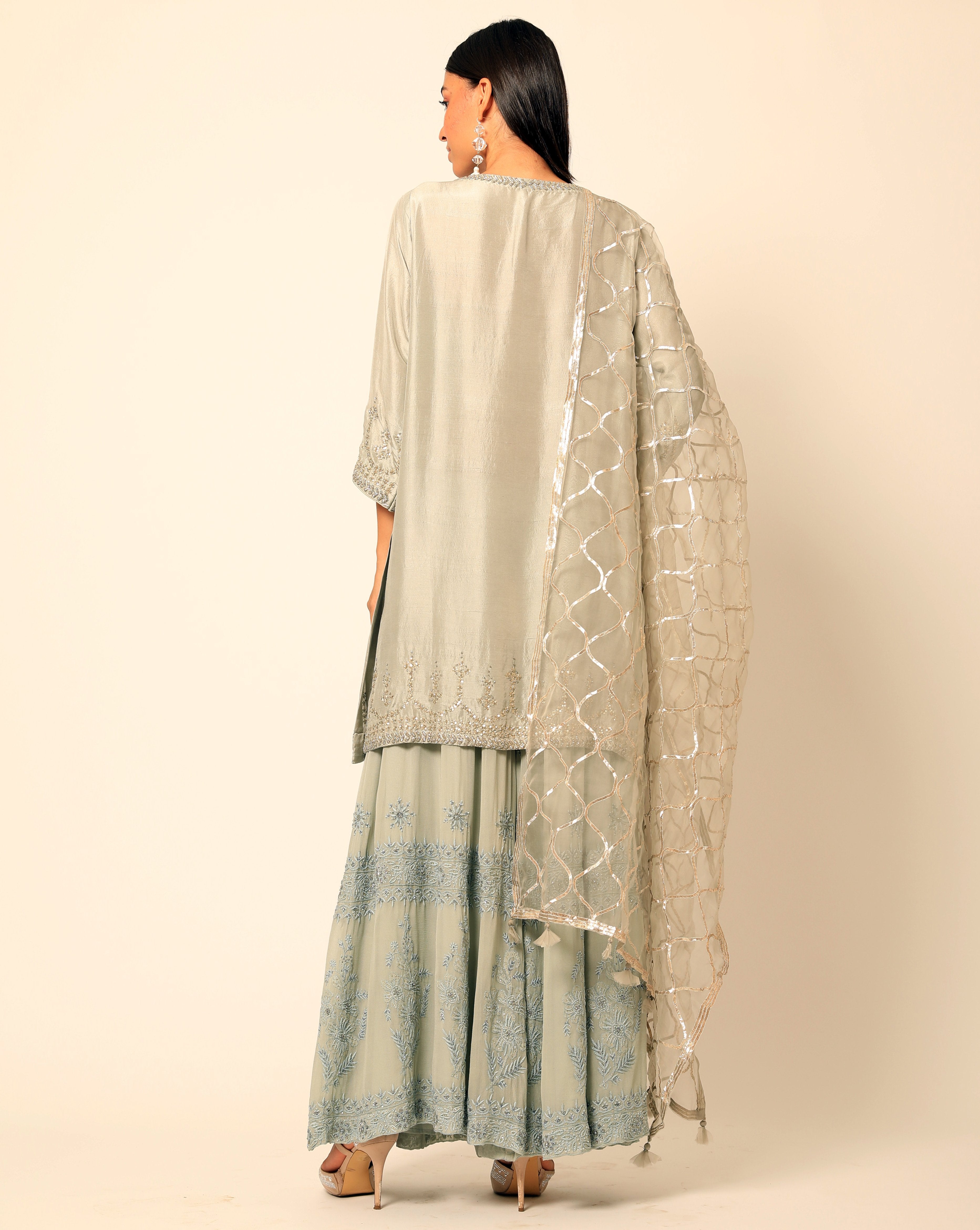 Romaa - Grey Embroidered Sharara Set
