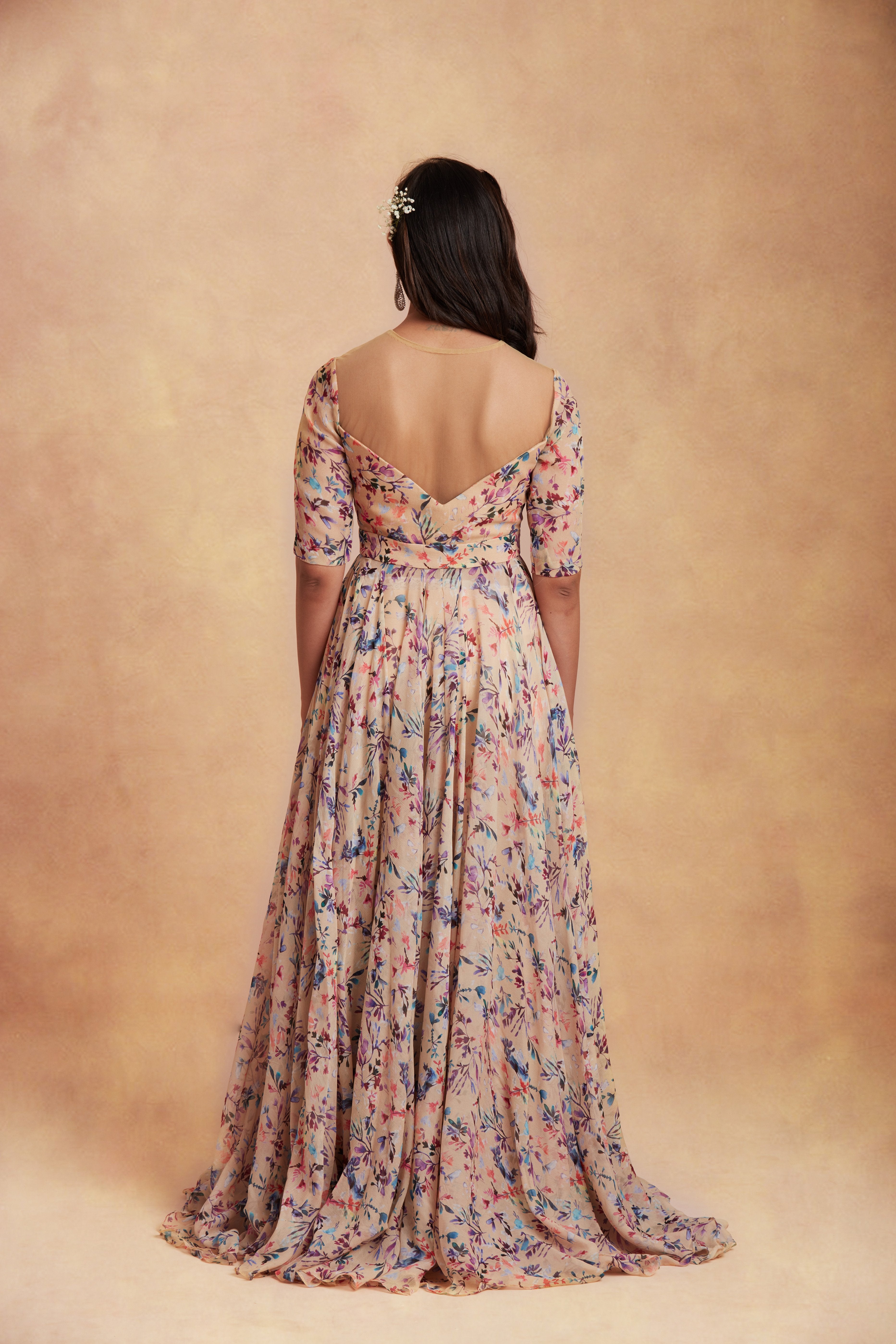 Sanjhana Reddy - Yellow printed anarkali with dupatta