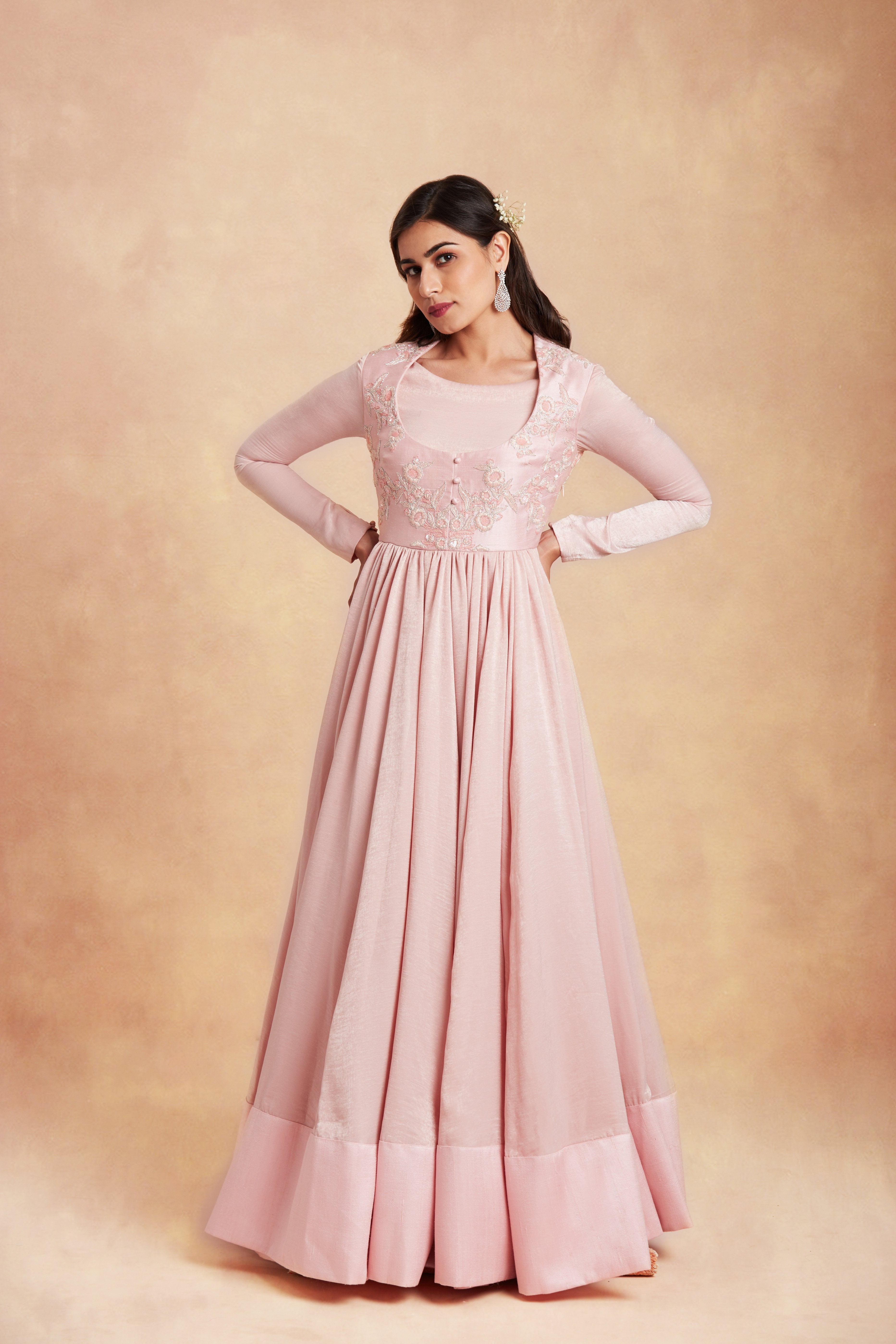 Sanjhana Reddy - Pink hand embroidered anarkali