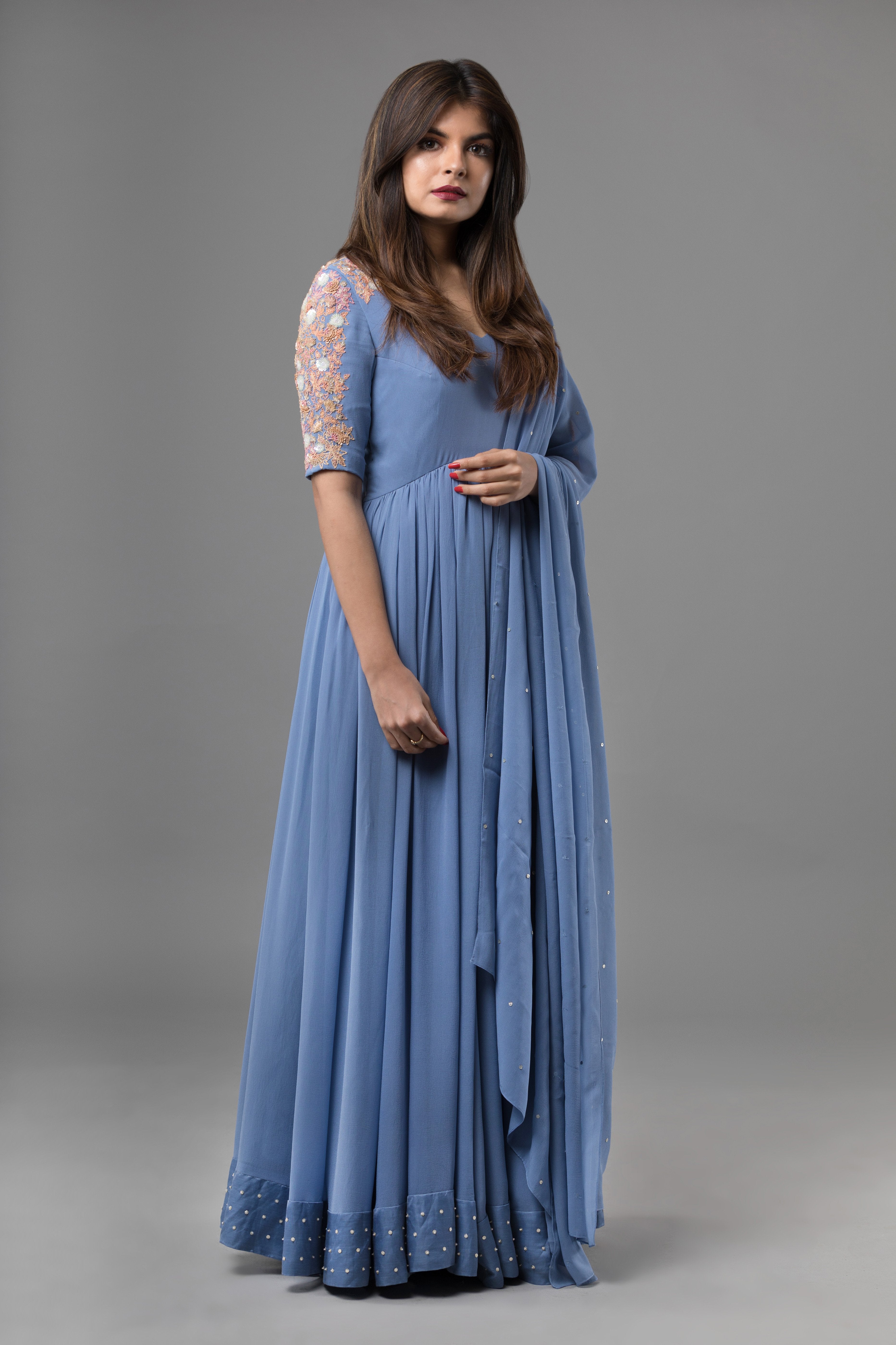 Sanjhana Reddy - Powder Blue Embroidered Anarkali