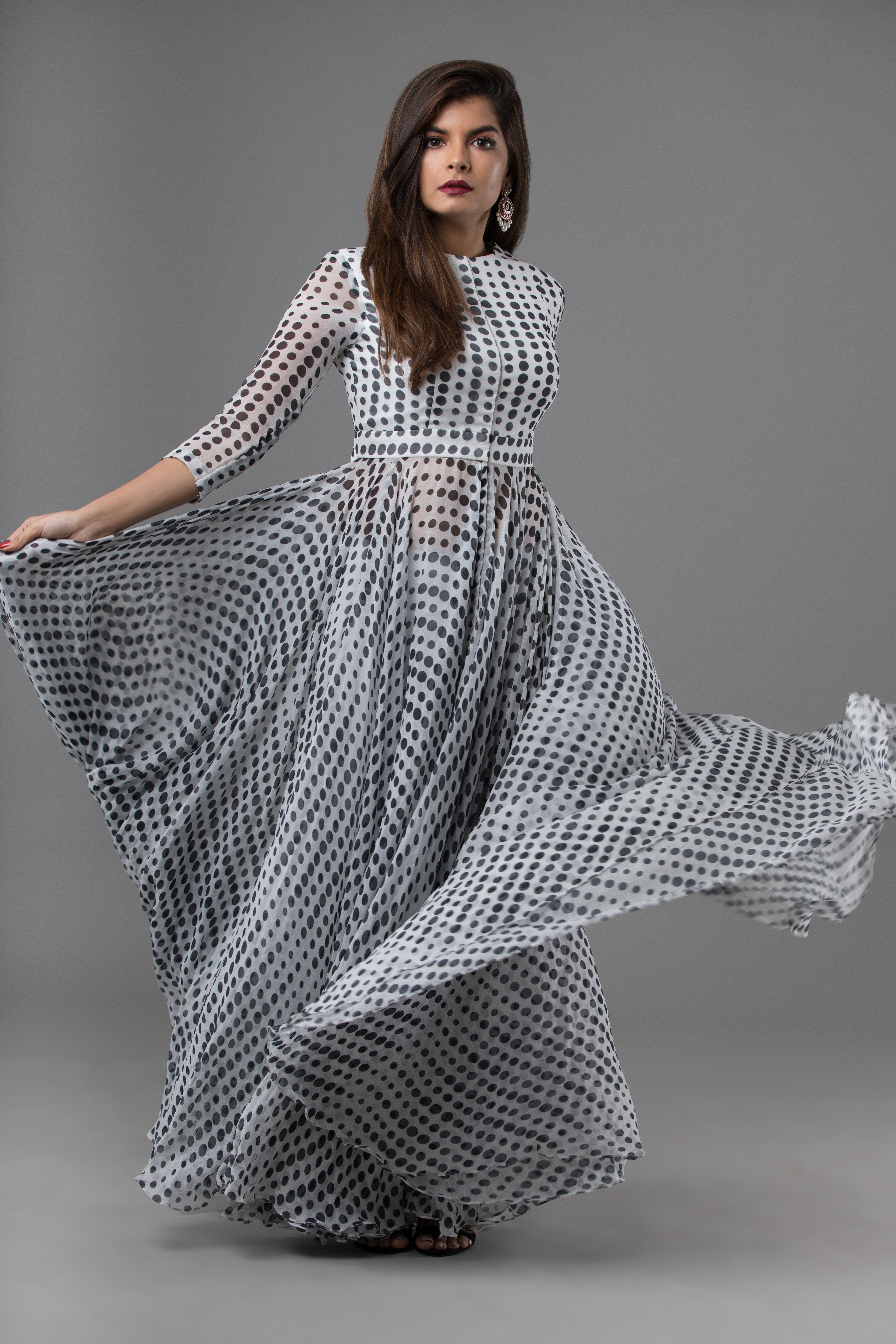 Sanjhana Reddy - White Geometric Print Anarkali