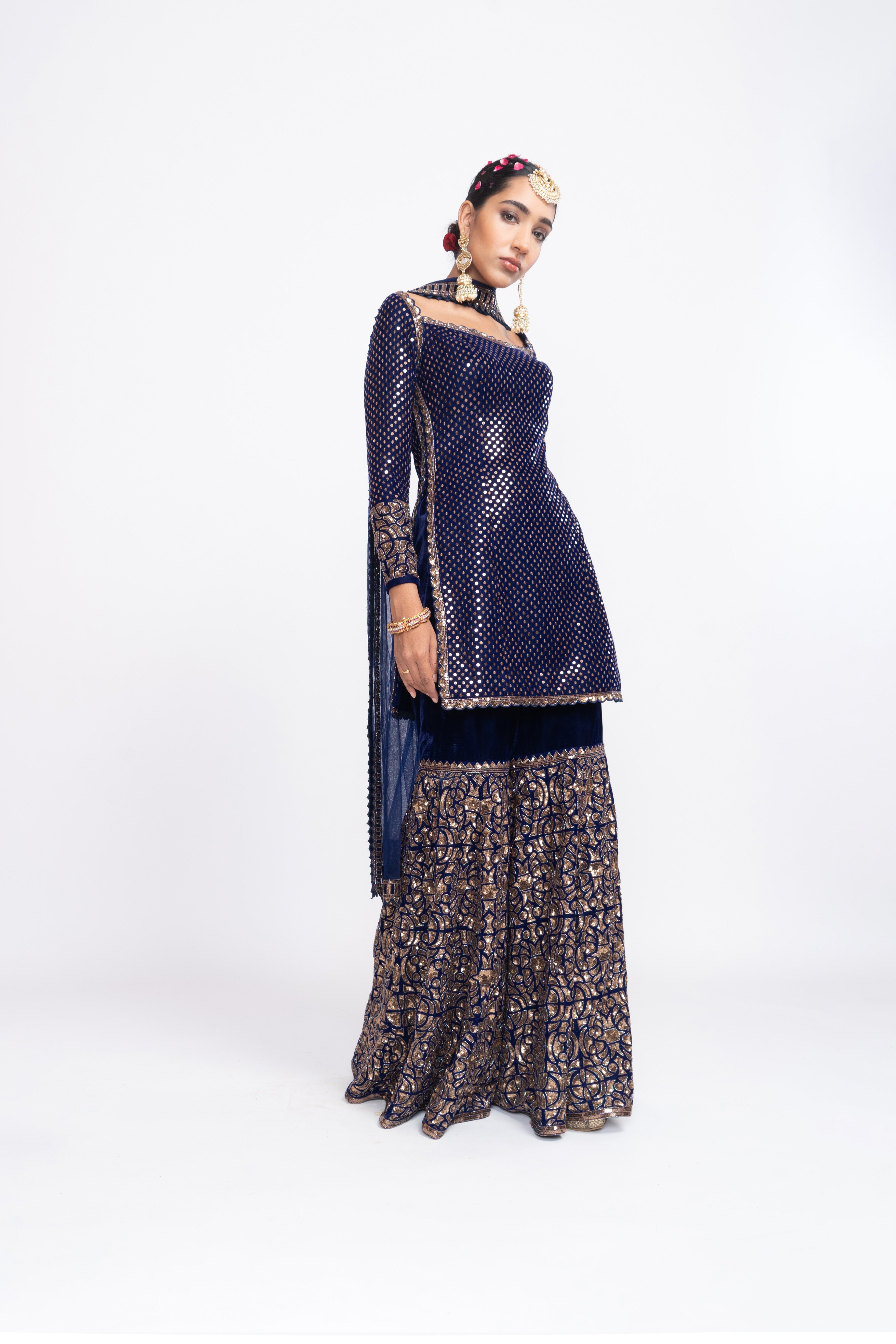 Vvani Vats - Navy Blue Kurta Sharara Set