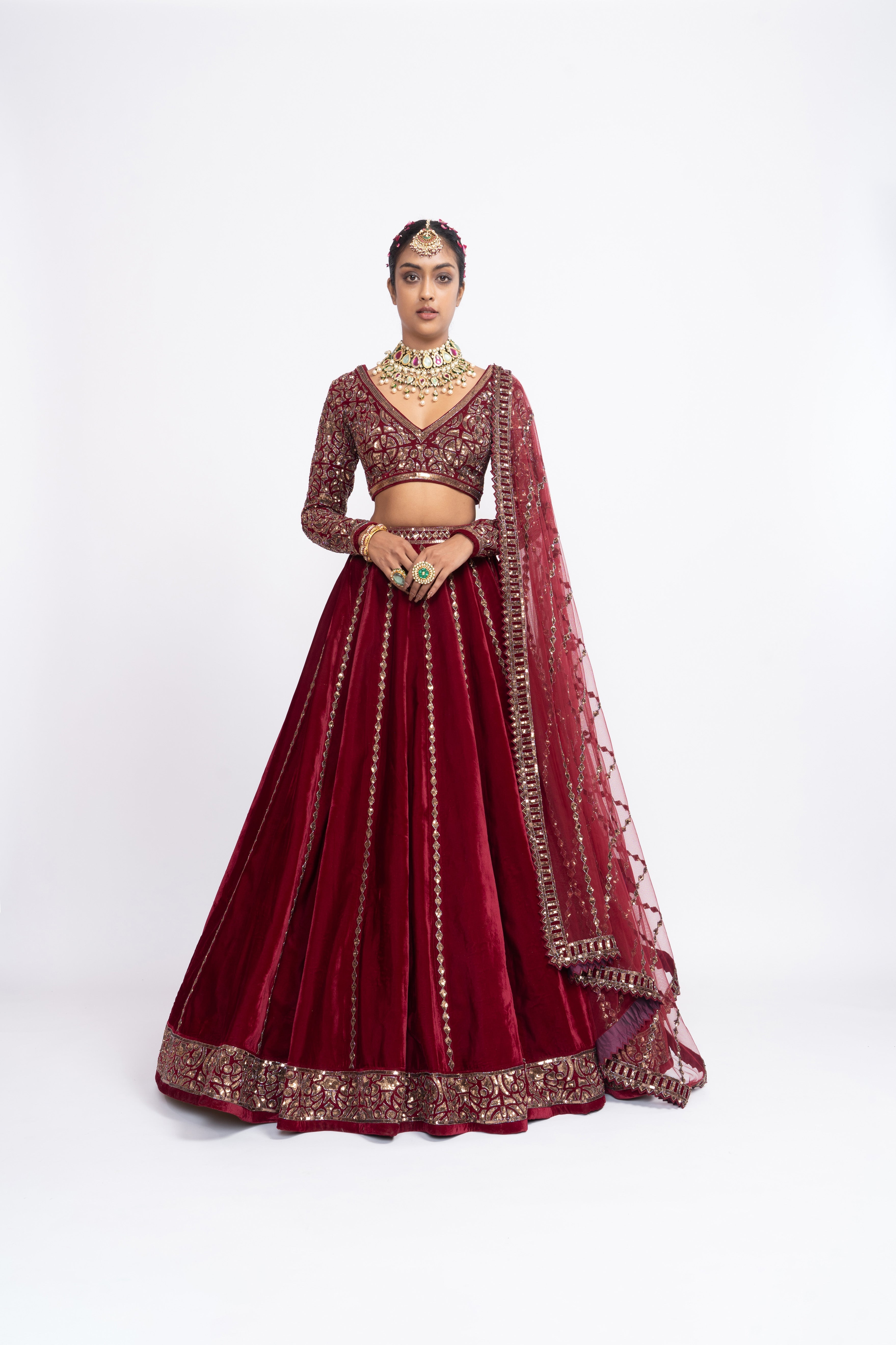 Vvani Vats - Maroon Lehenga Set