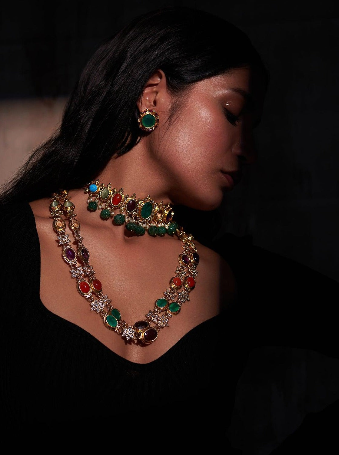 Inaya Double String Necklace Set - Zevar King