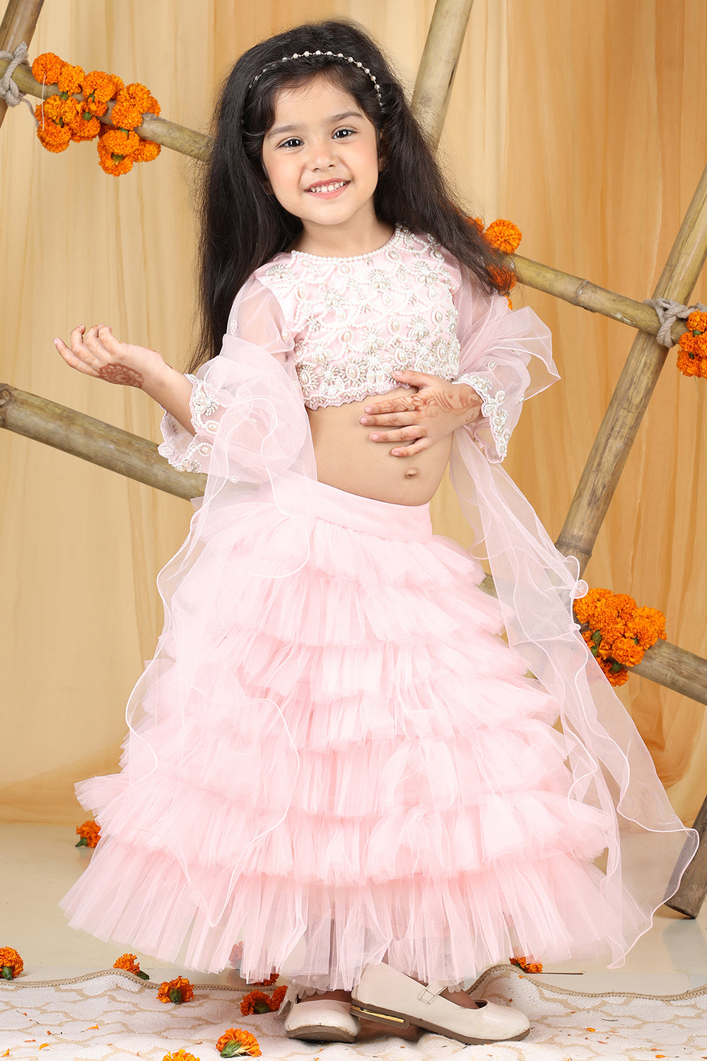 Pink Pearl Work On Blouse