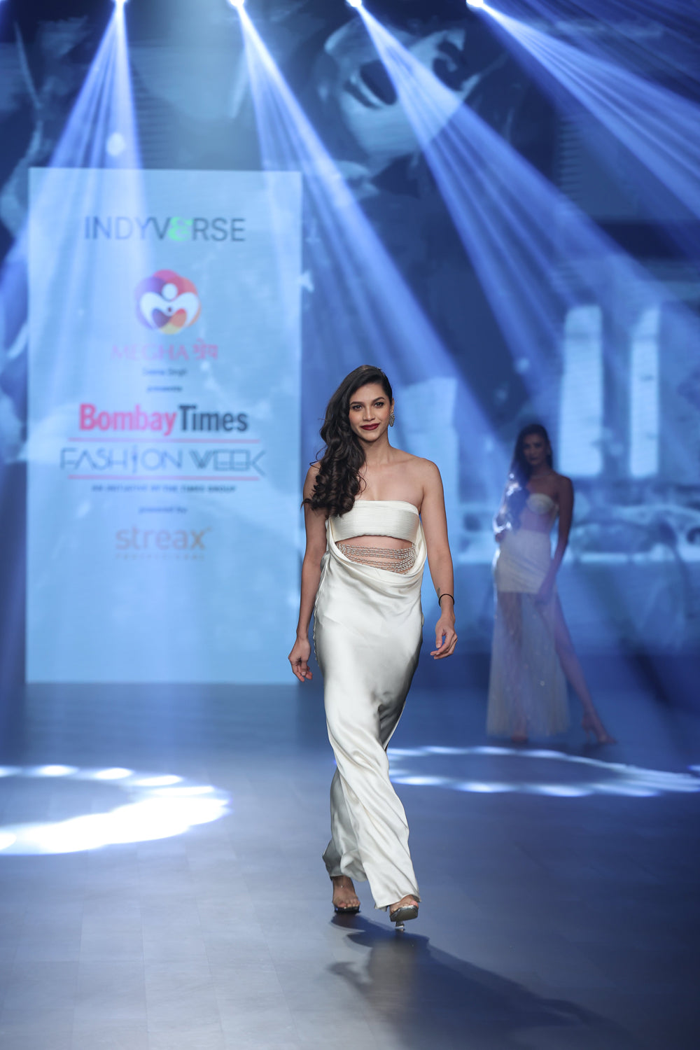 Ivory Cowl Gown with Embellishments