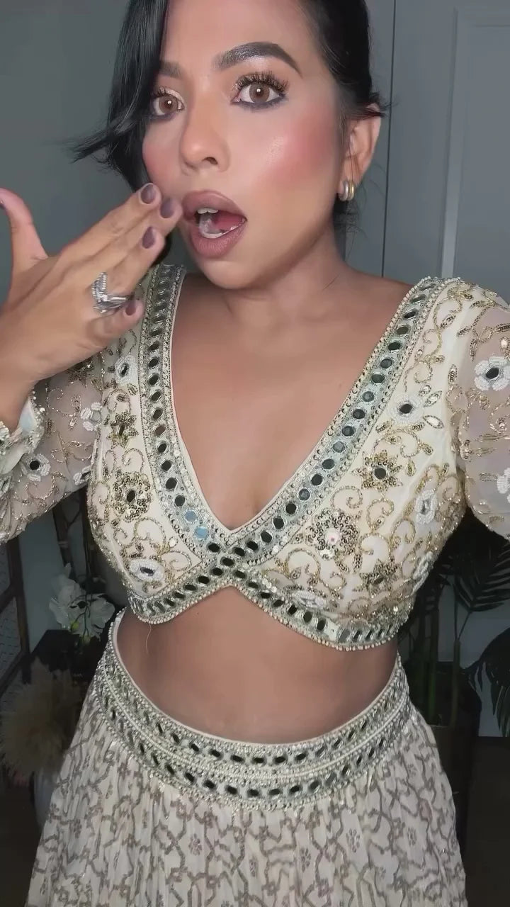Kripa Patel Joshi in Ivory Banarasi Chanderi Lehenga Set(ba)