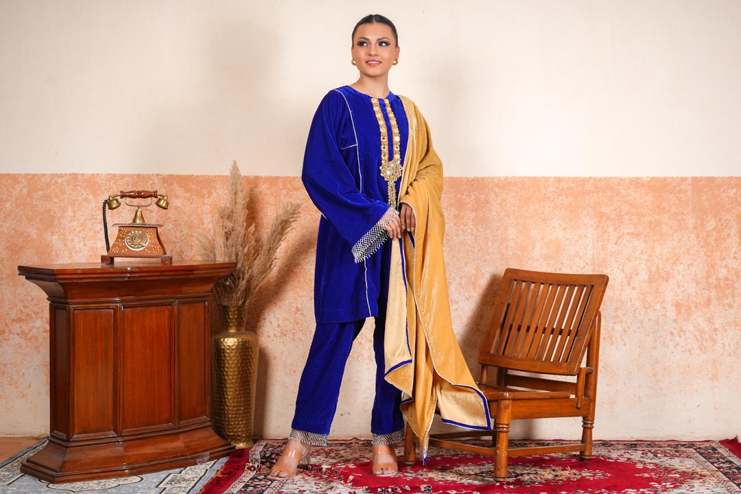 Crush Makhmal Striped Cord Set