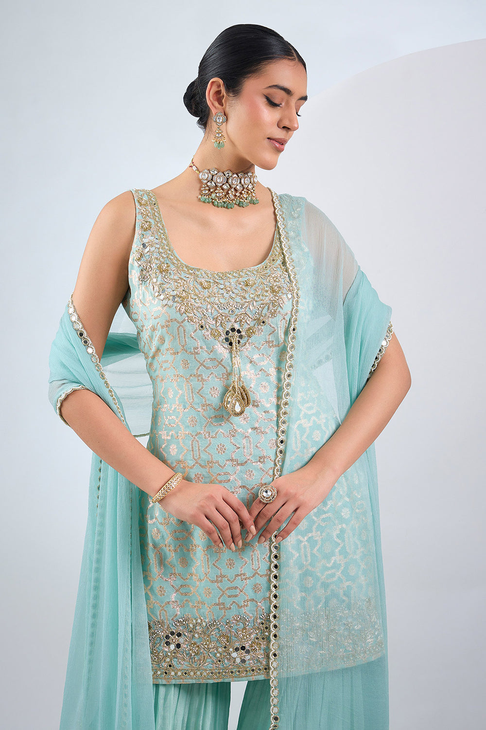 Sky blue kurta set