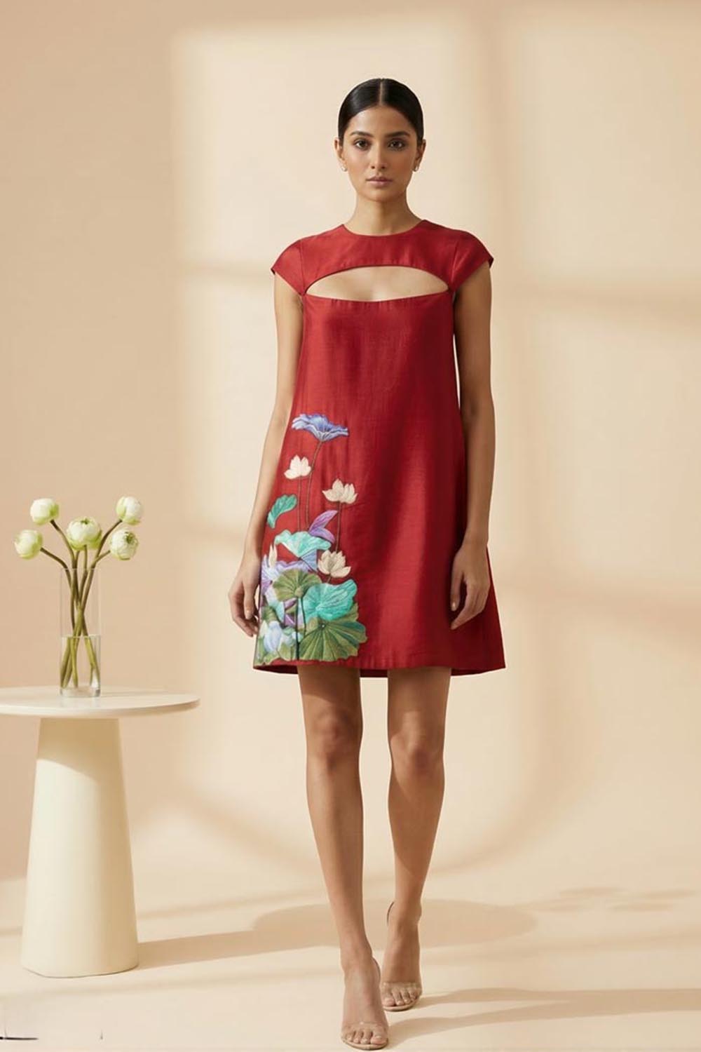 THETAA Sera -Embroidered Chanderi Cotton Dress