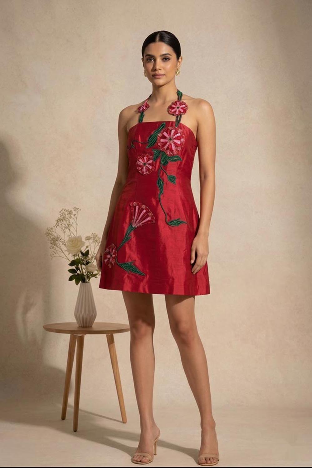 THETAA Rosa -Embroidered Chanderi Cotton Dress