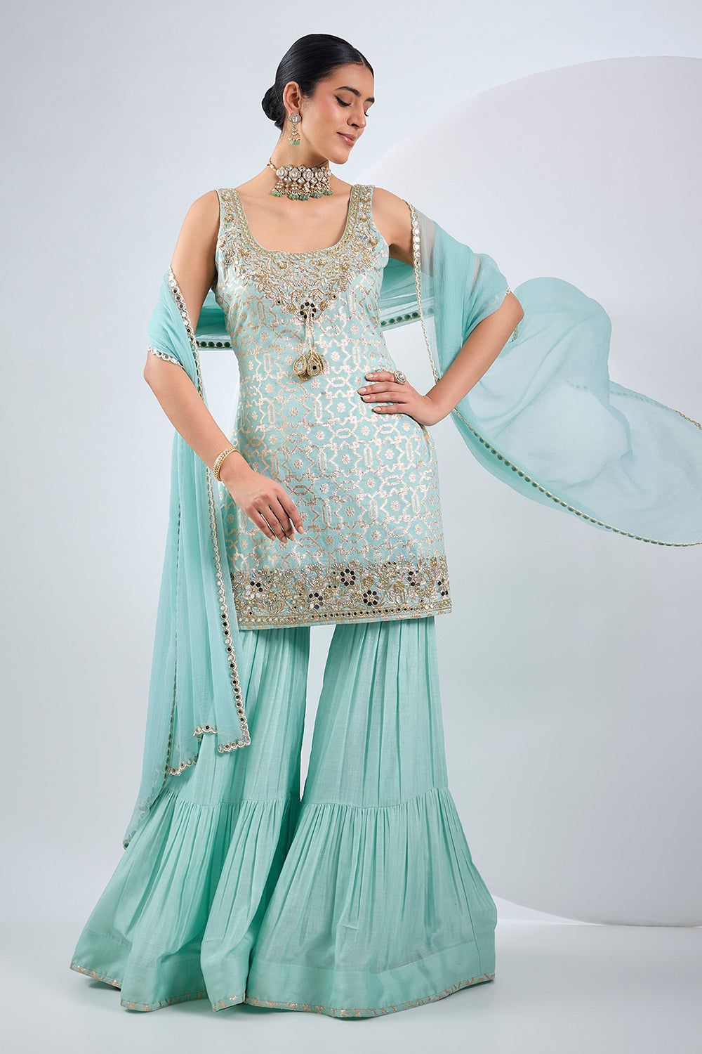 Sky blue kurta set