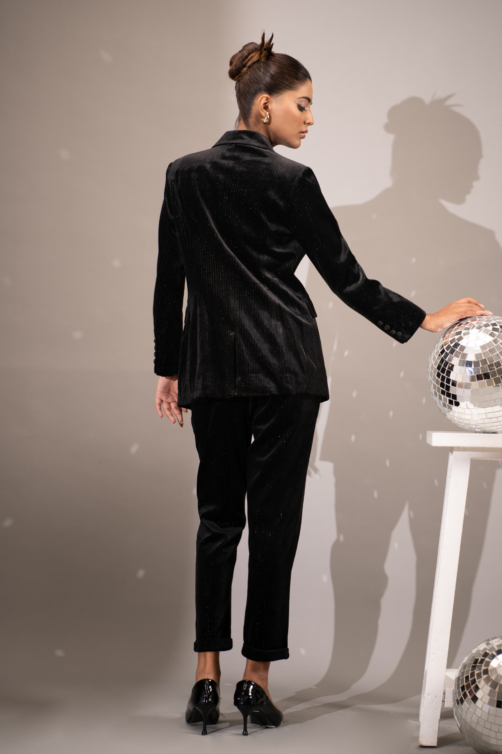 Embossed Velvet Double Breasted Set