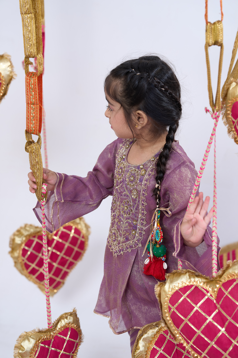 PURPLE HANDWORK KURTA AND BALLOON PANTS
