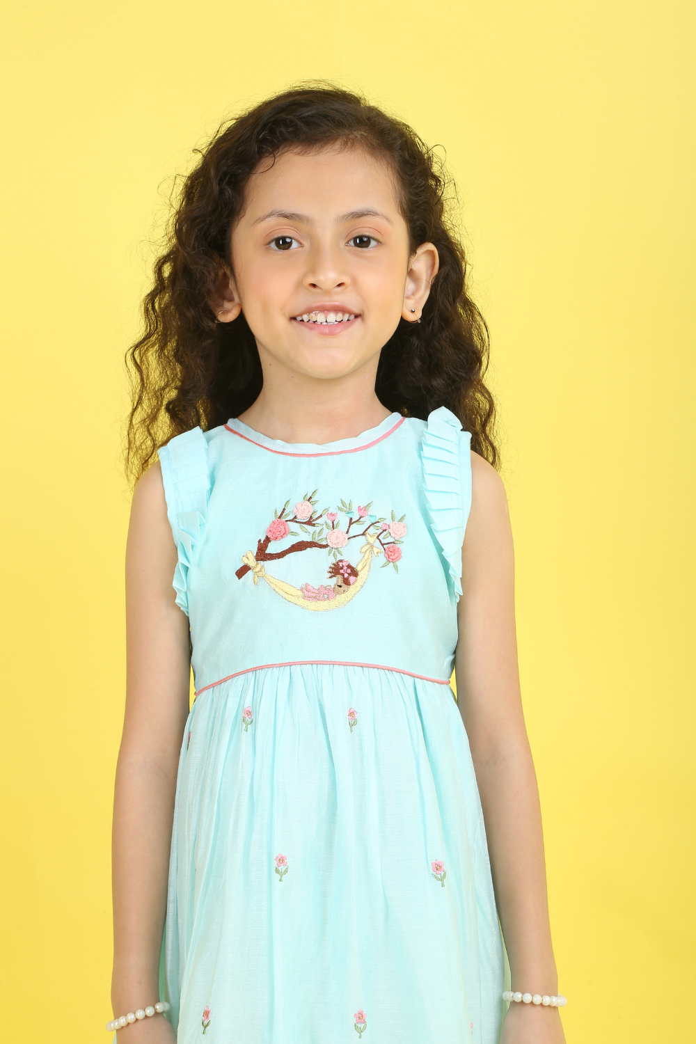 LIGHT AQUA FLOWER  DRESS