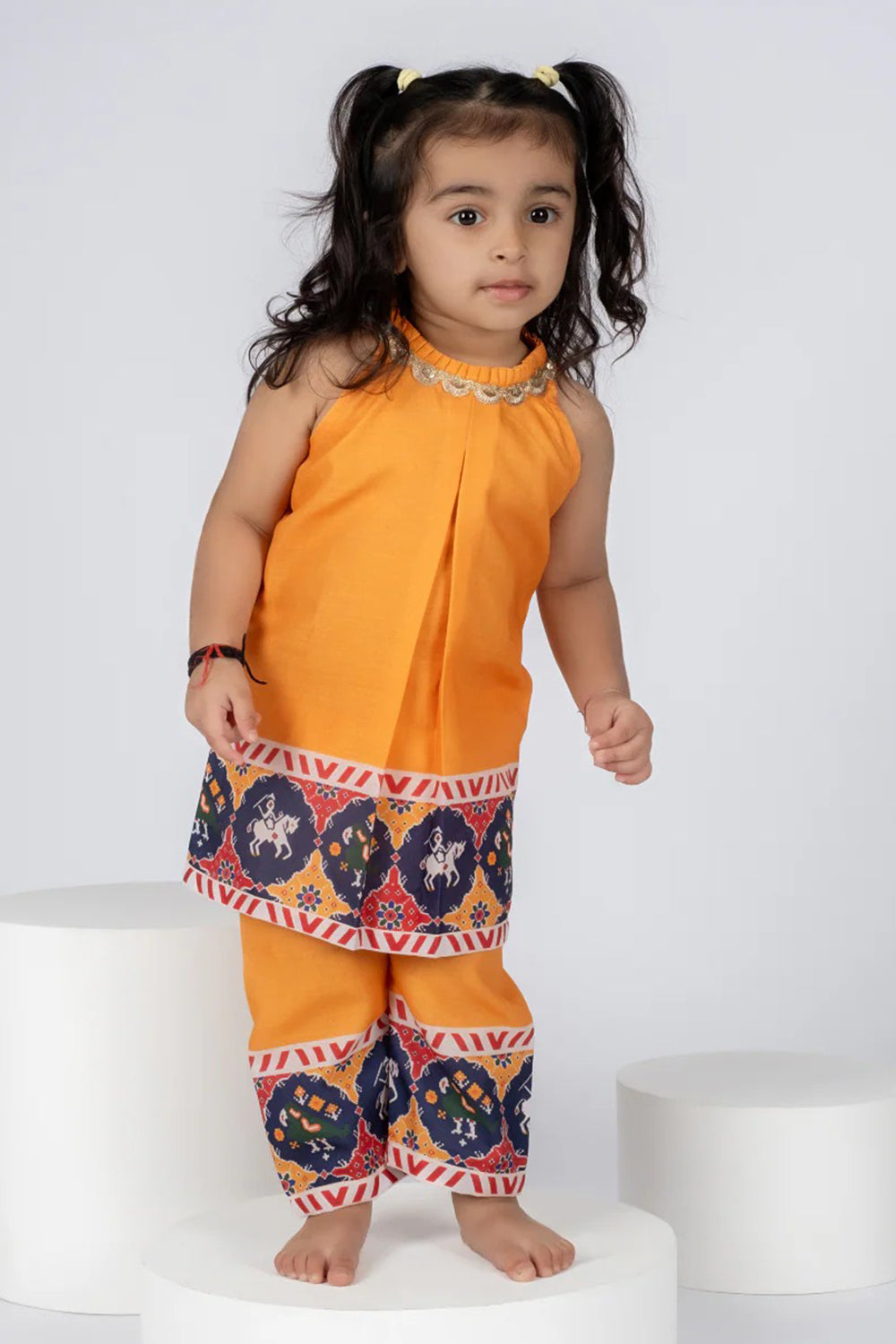 YELLOW PATOLA KURTI SET