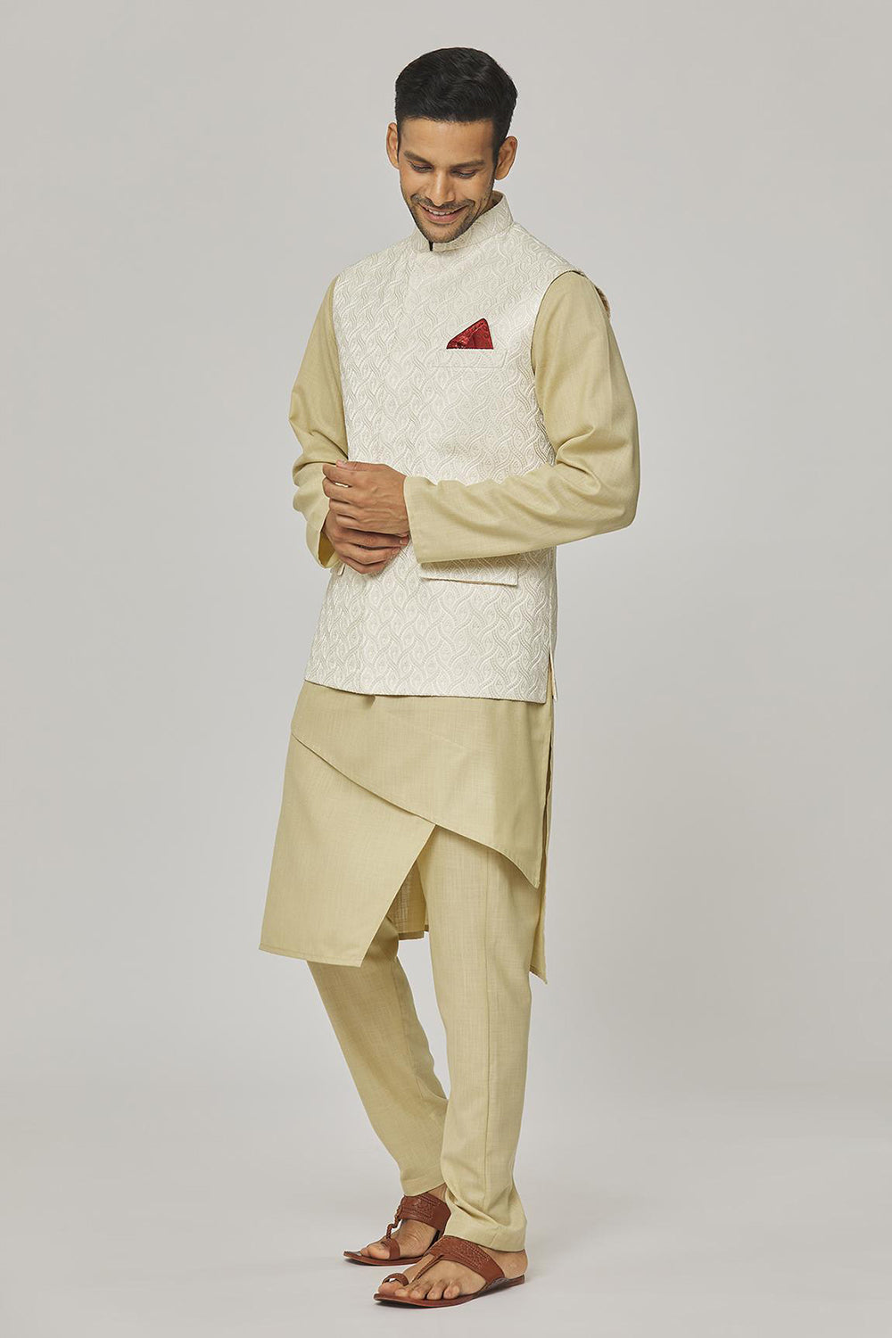 Vikramaditya Embroidered Bundi & Kurta Set