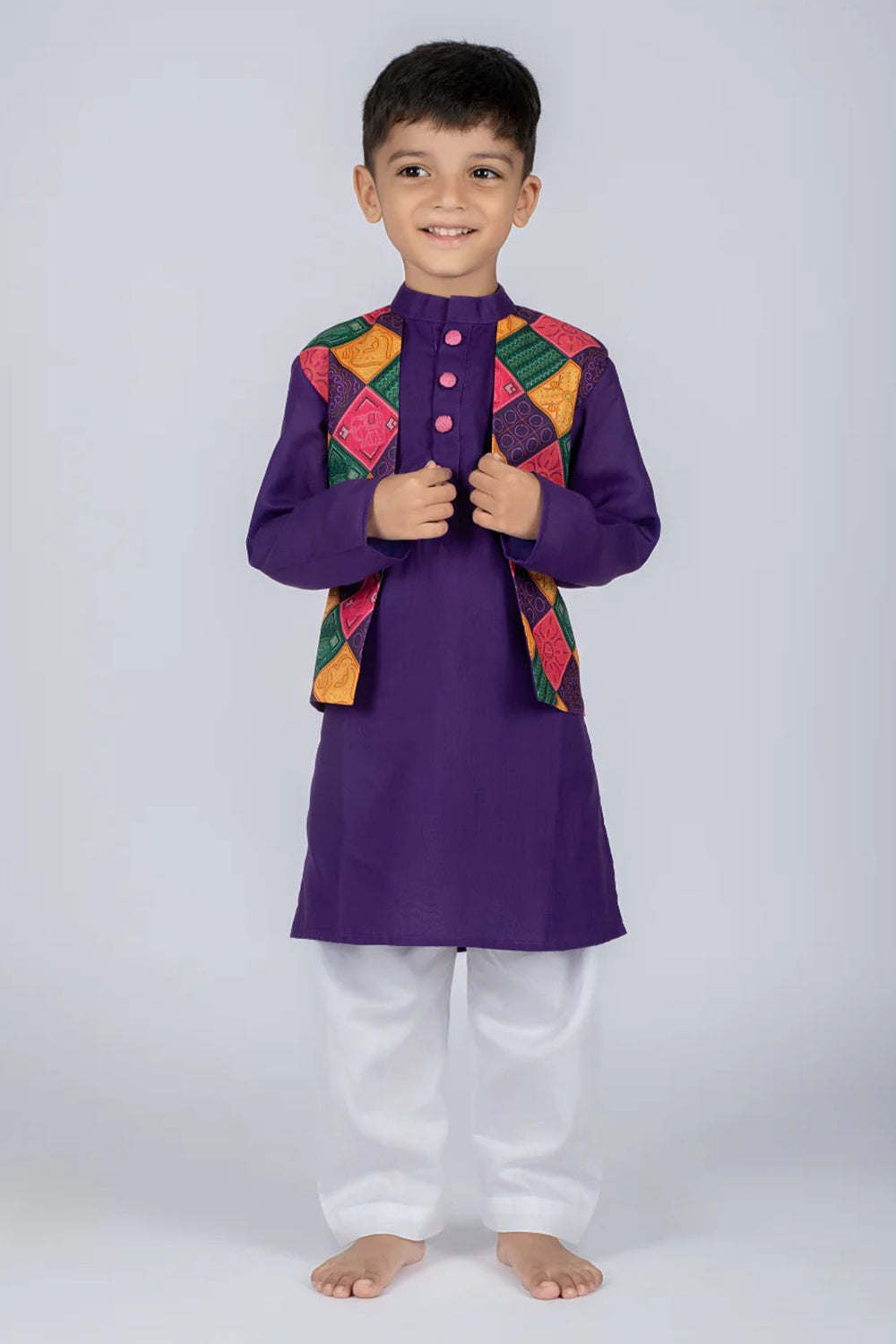 MULTI BANDHANI JACKET KURTA SET