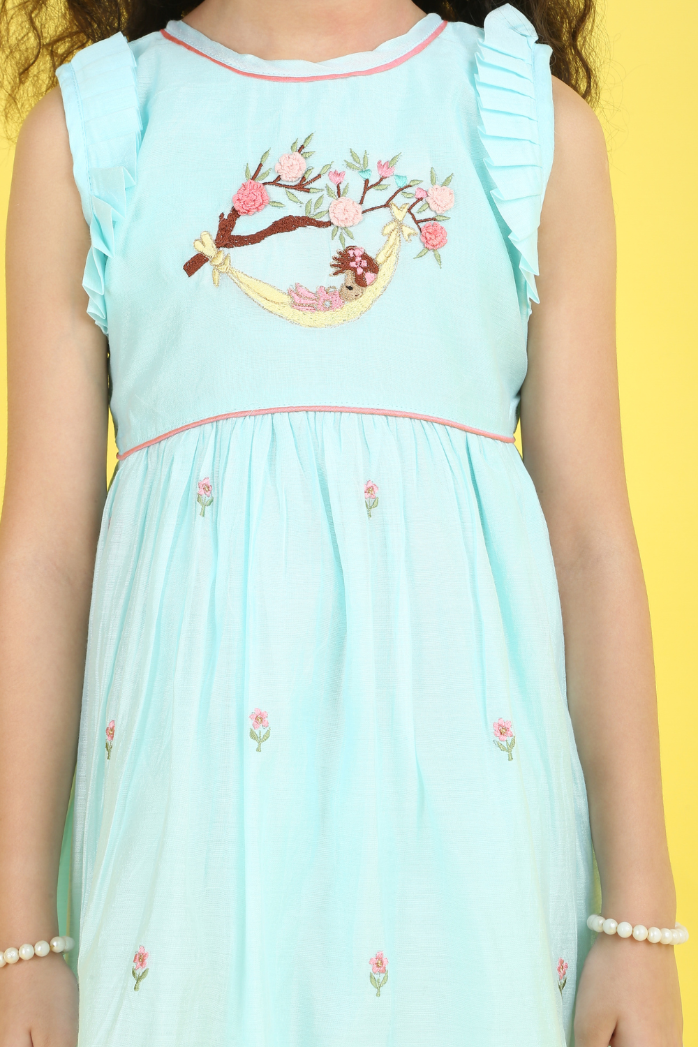 LIGHT AQUA FLOWER  DRESS