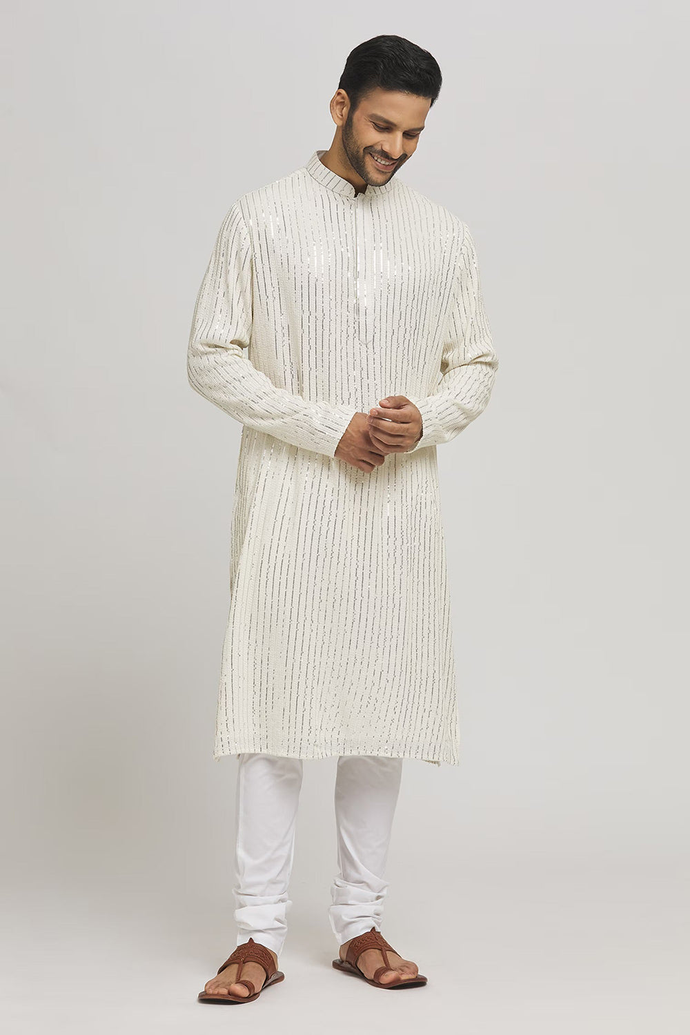 Chaandi Embroidered Cotton Kurta & Churidar Set