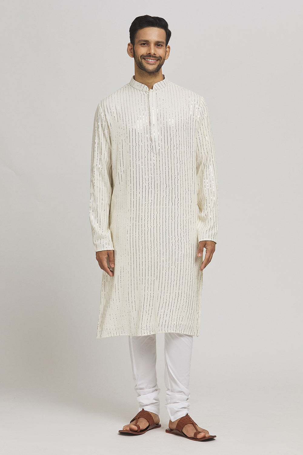 Chaandi Embroidered Cotton Kurta & Churidar Set