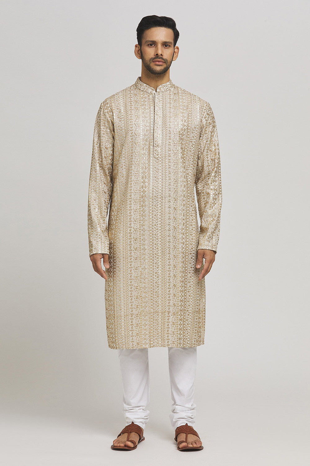 Rajaji Embroidered Cotton Kurta & Churidar Set