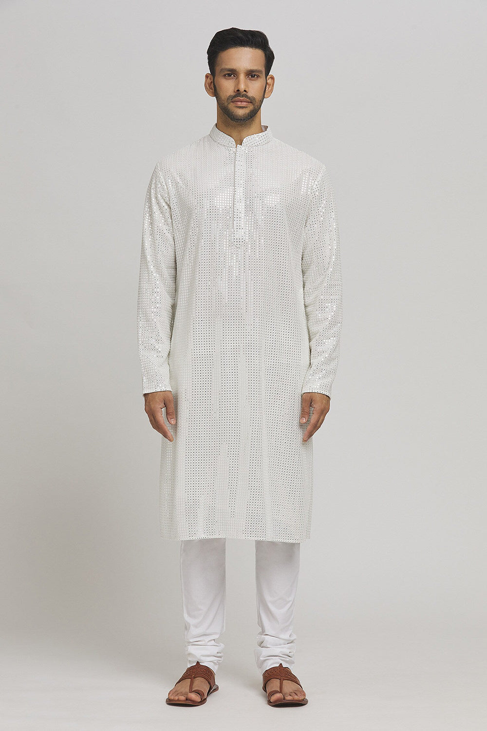 Kaanchkaari Embroidered Cotton Kurta & Churidar Set