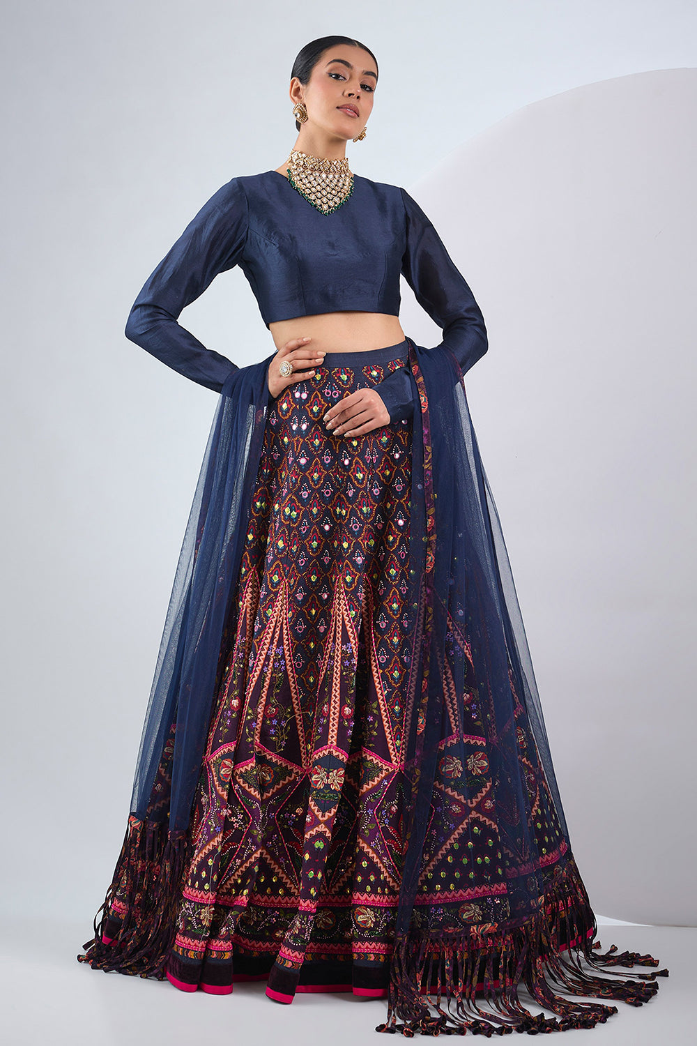 Navy blue lehenga set