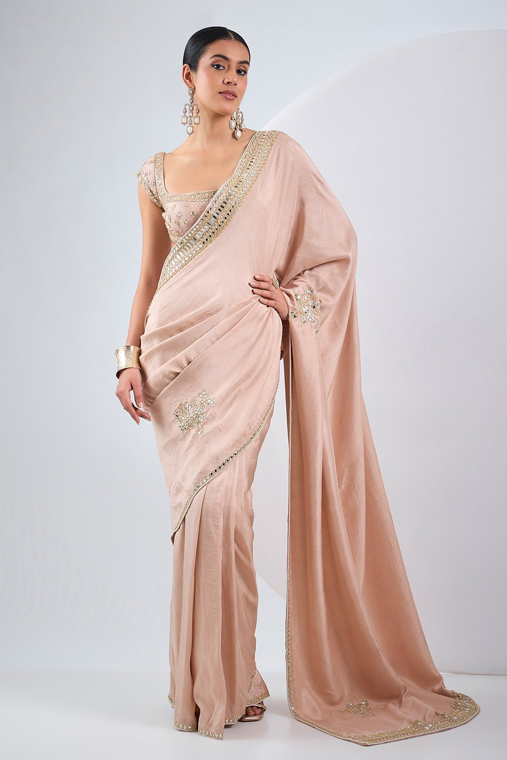 Blush pink saree set