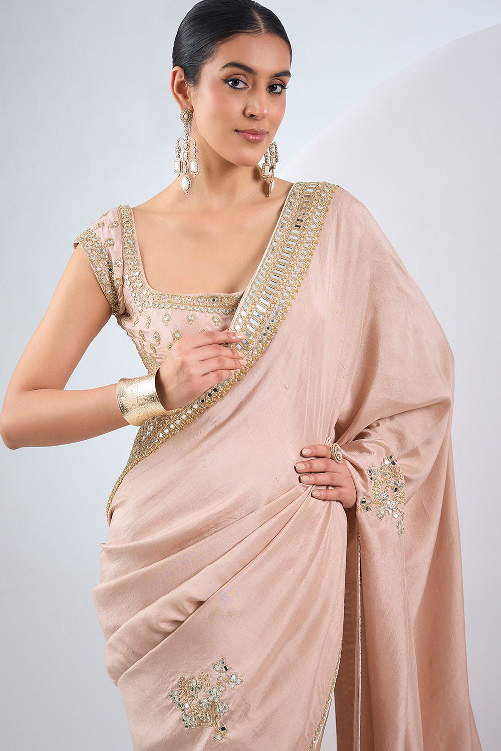 Blush pink saree set