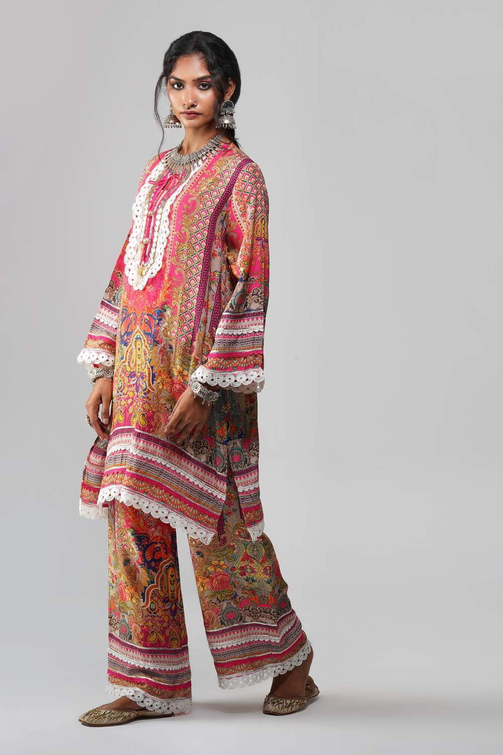 Crimson Bloom in Cotton Muslin