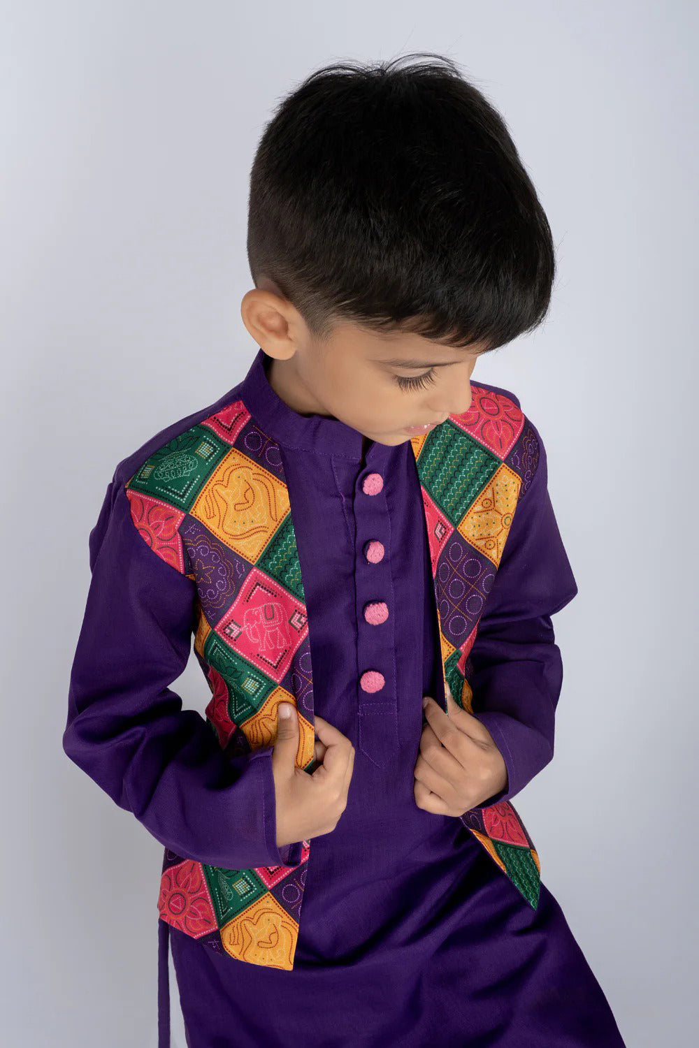 MULTI BANDHANI JACKET KURTA SET