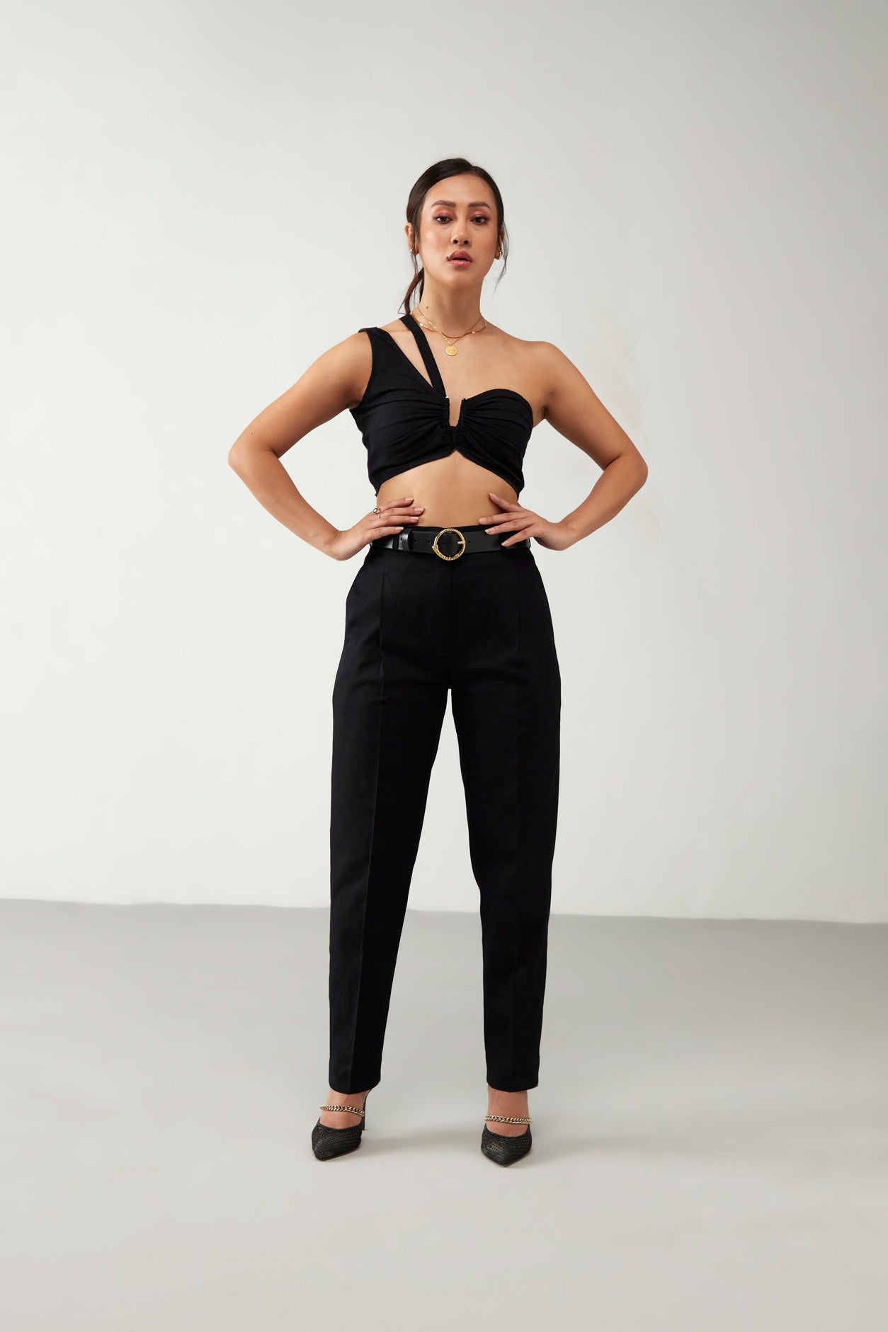 Black Flawess Crop Top Cotton Co-Ord Set