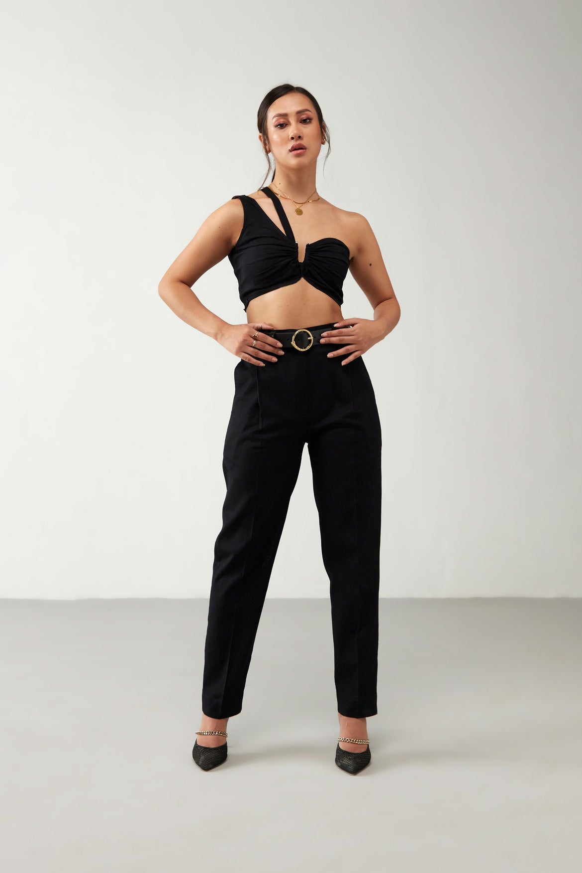 Black Flawess Crop Top Cotton Co-Ord Set