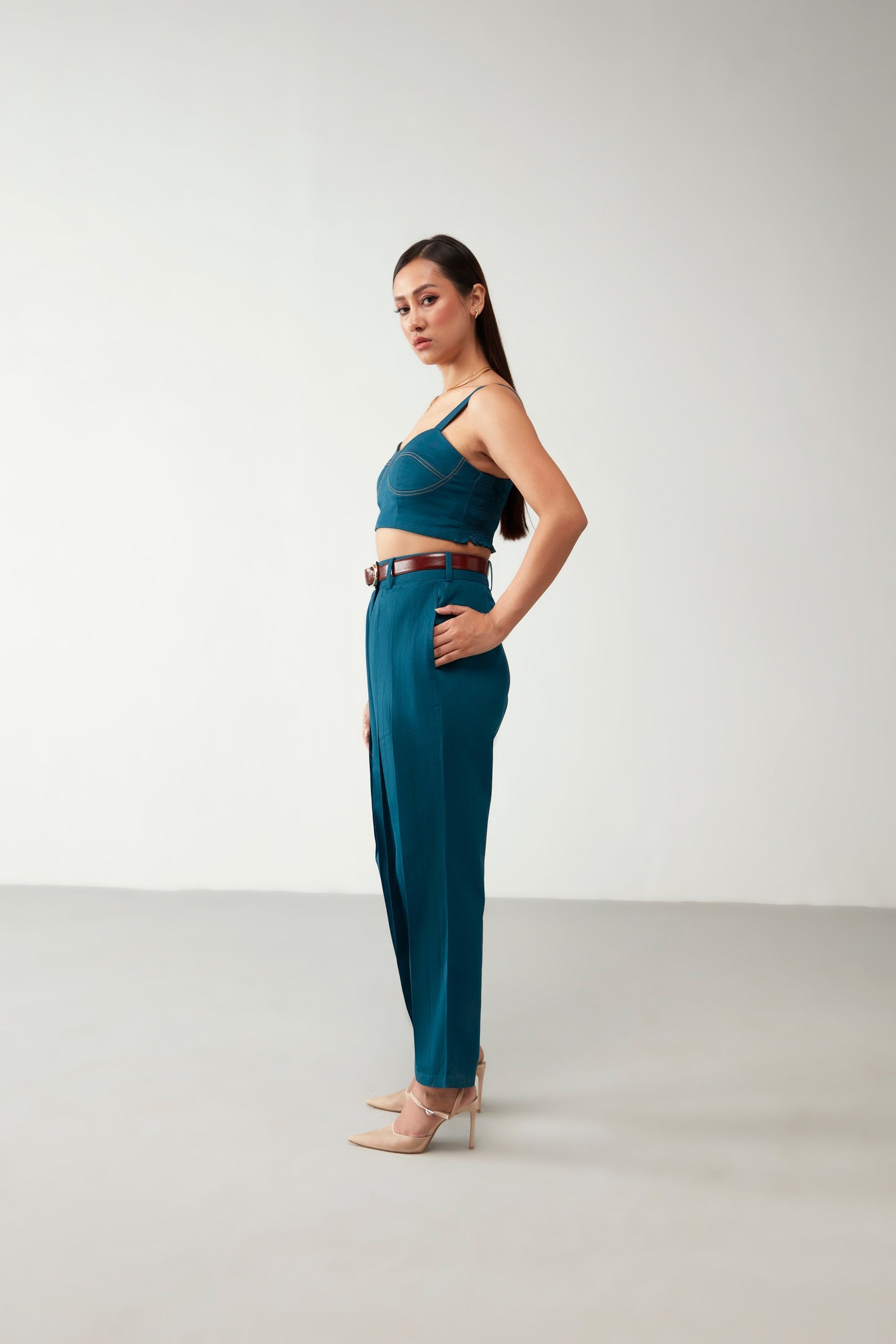 Teal Blue Trouser Cotton Co-Ord Set