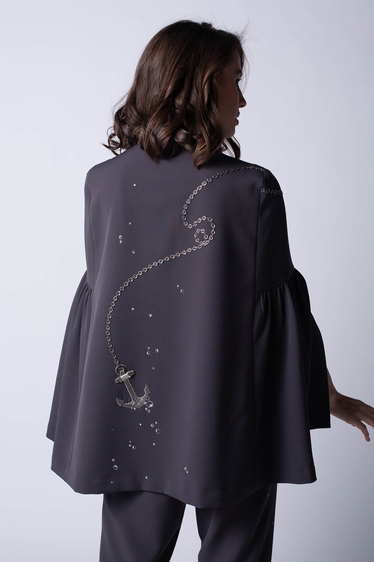Anchor,rudder And Chains Frill Sleeves Cape With Matching Pant