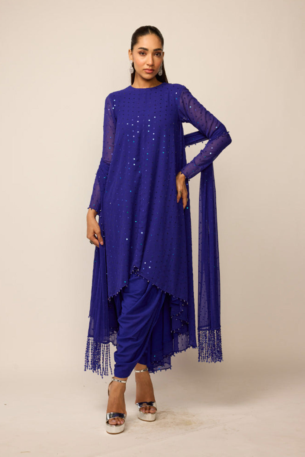 Cocktail Blue Dhoti Kurta Set